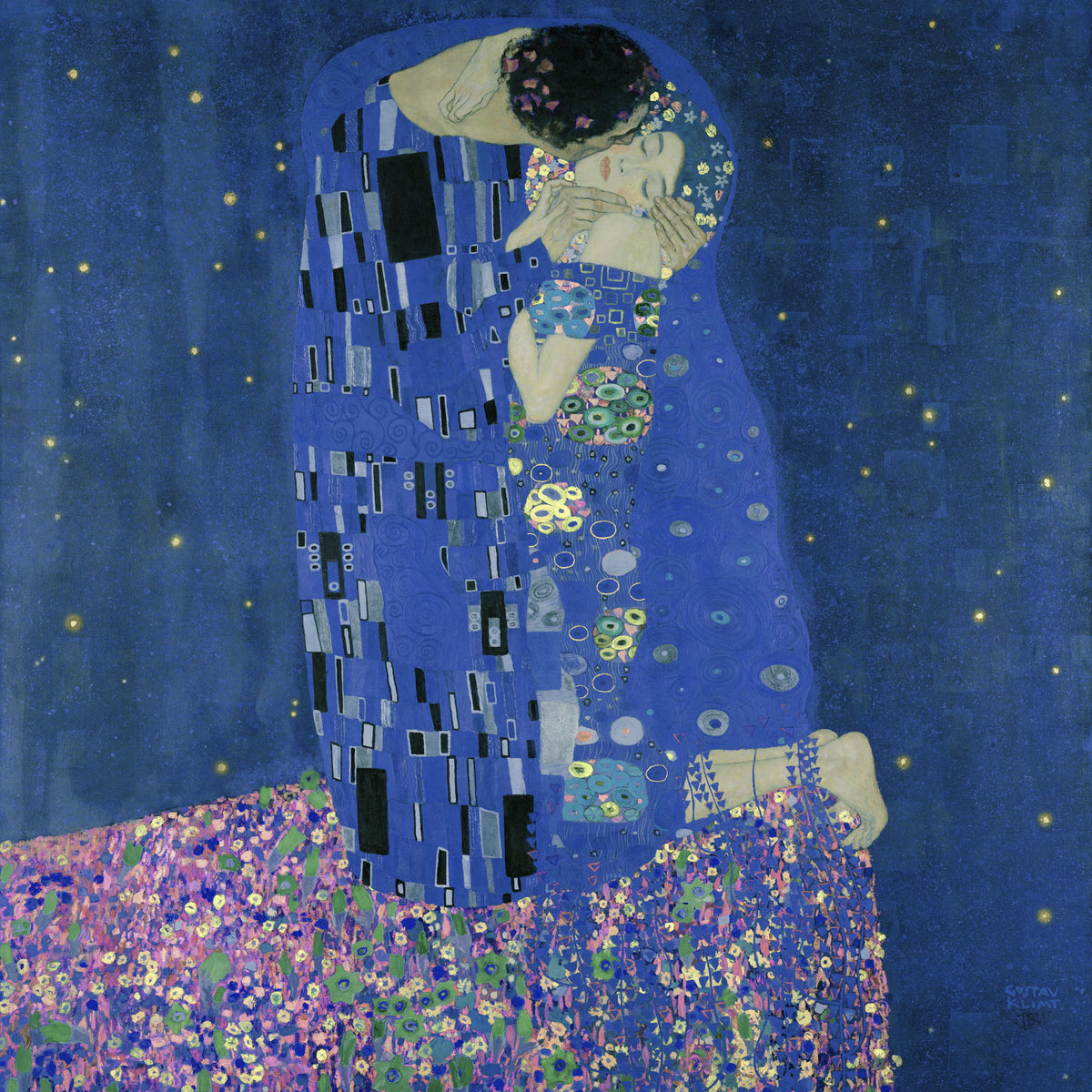 Night Kiss by Jay Bryant Ward after Gustav Klimt's The Kiss, a romantic art print