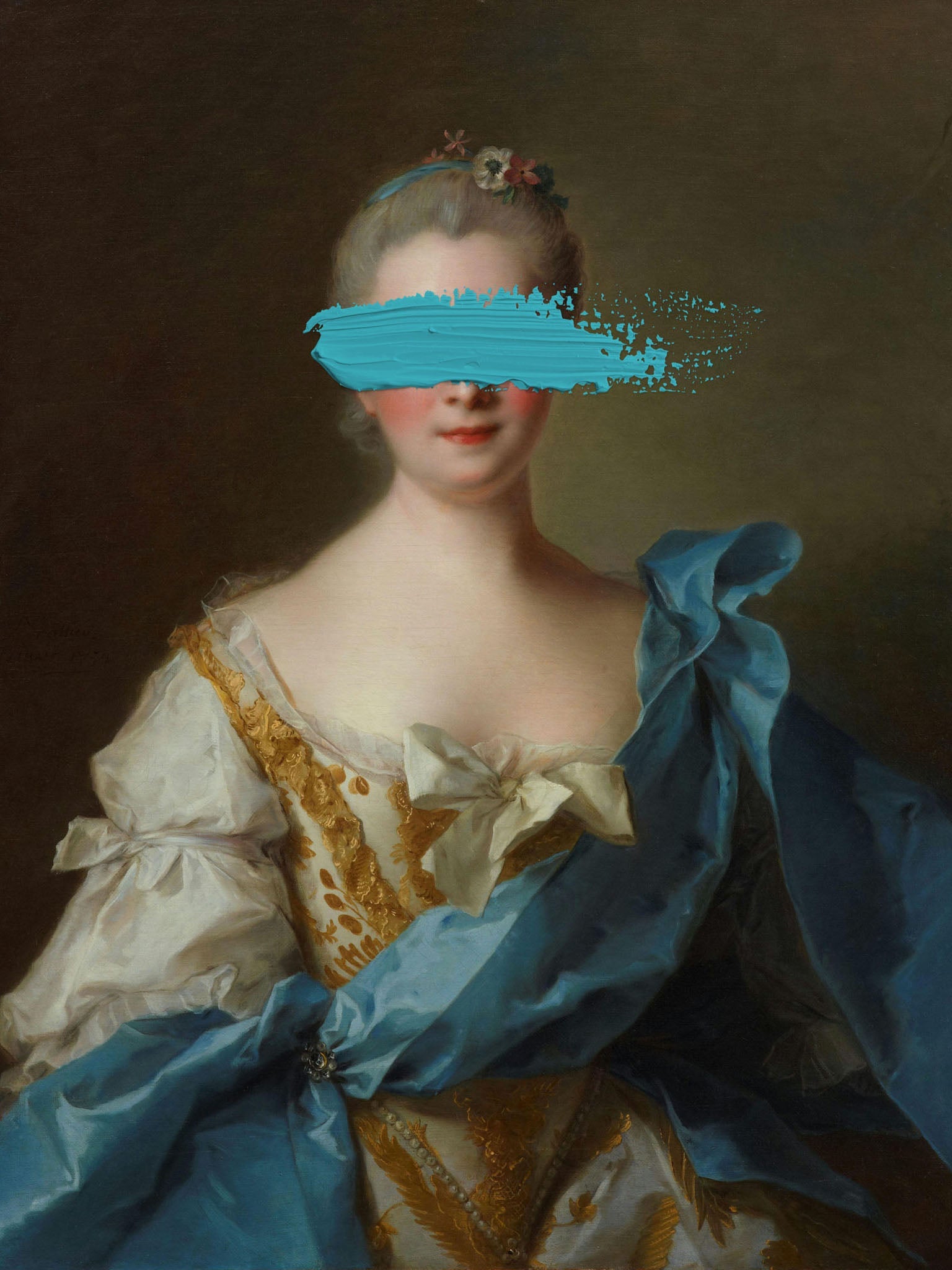 Paint stroke over Madame de La Porte - Jean-Marc Nattier