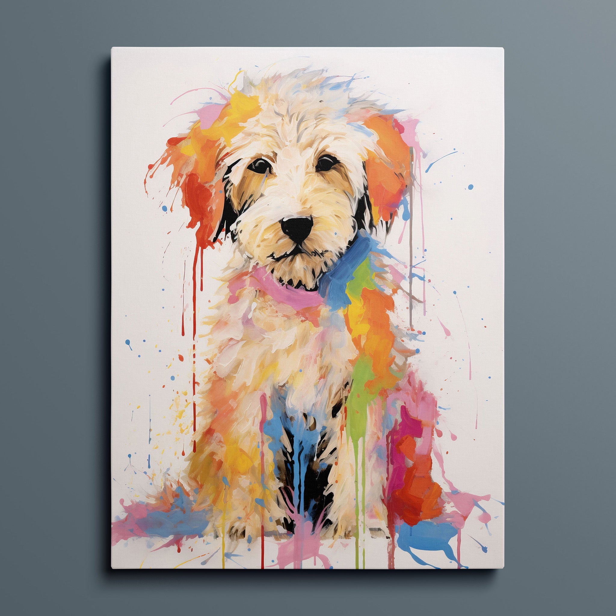 Painted Golden Doodle - Bold Colorful Happy Puppy