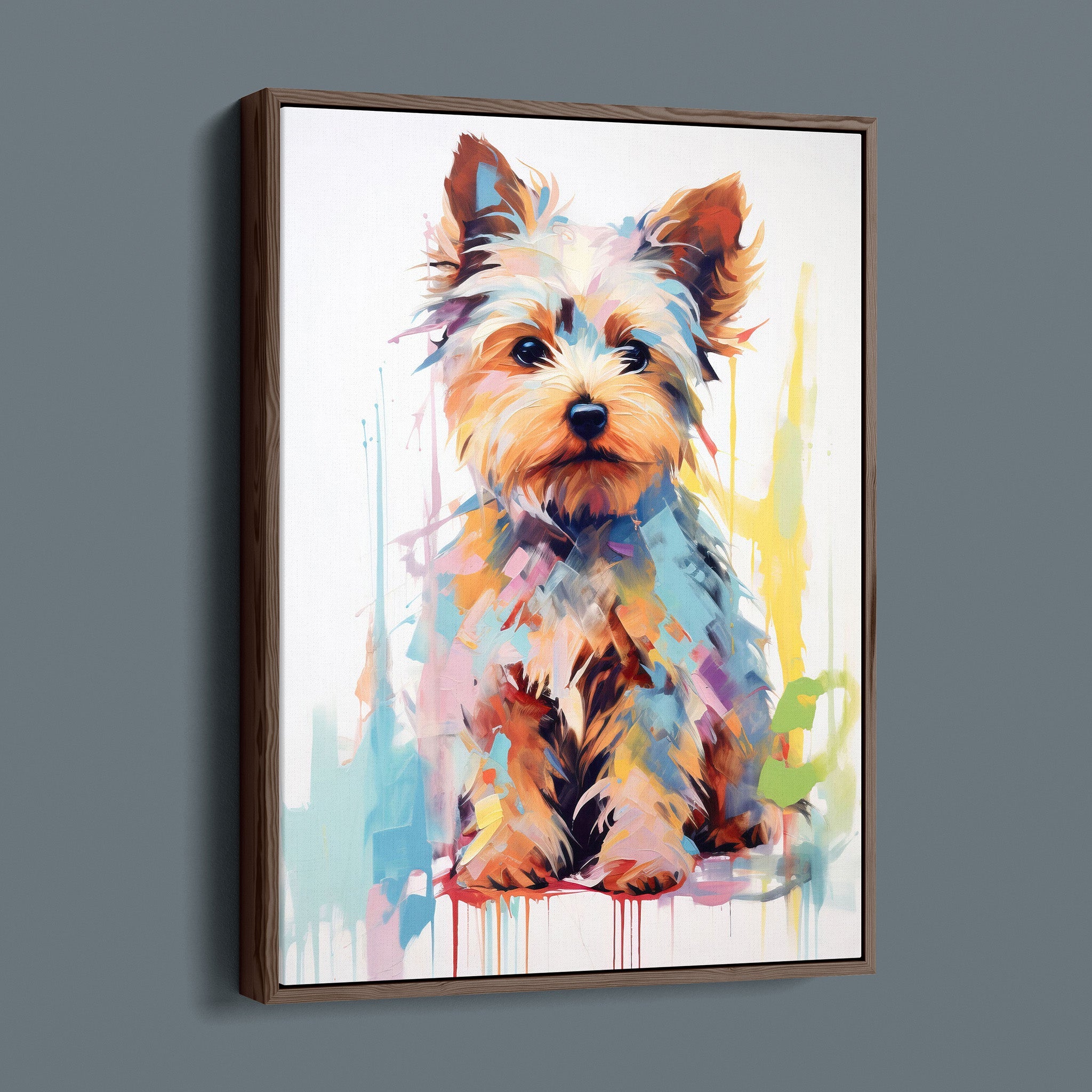 Painted Yorkie Terrier - Bold Colorful Happy Puppy