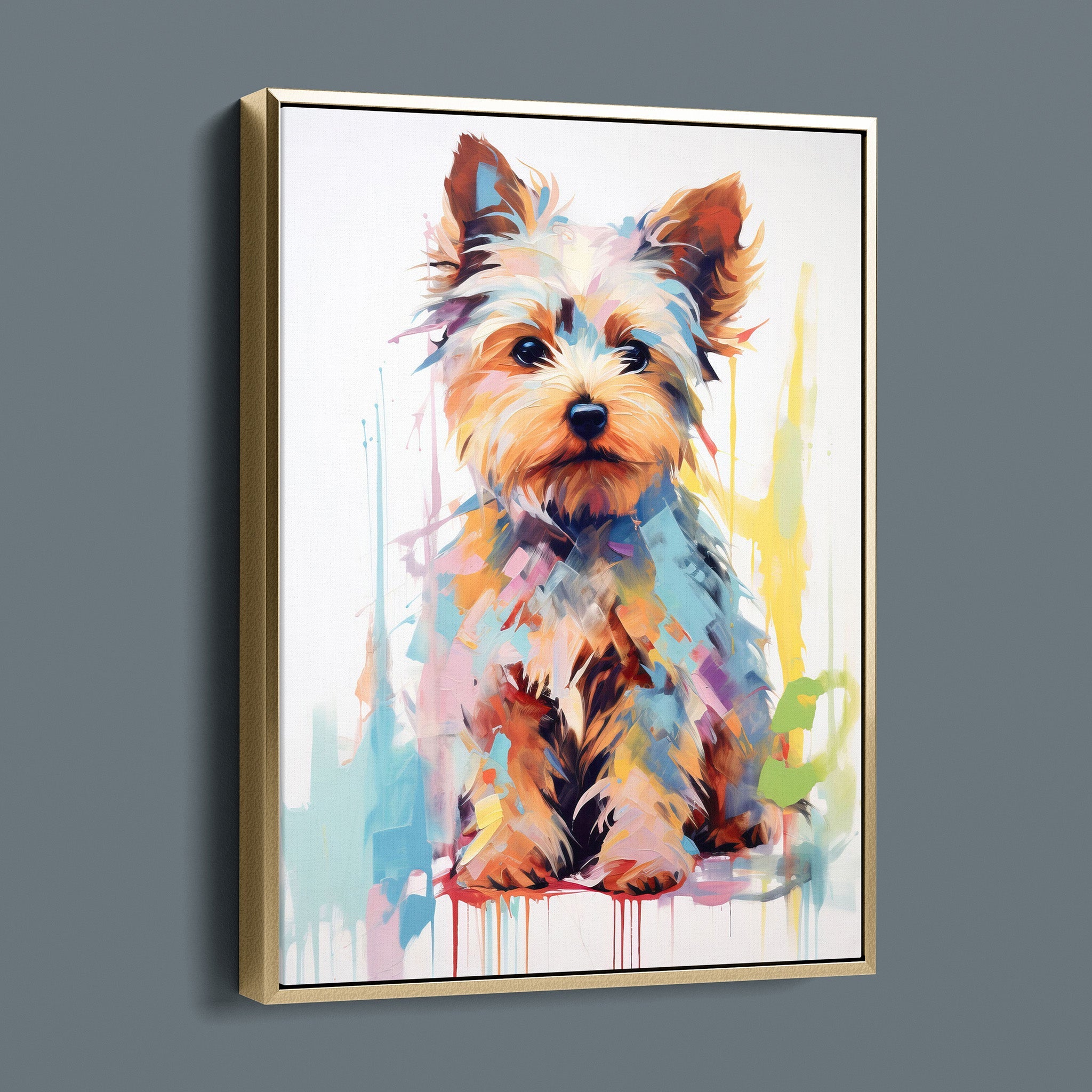 Painted Yorkie Terrier - Bold Colorful Happy Puppy