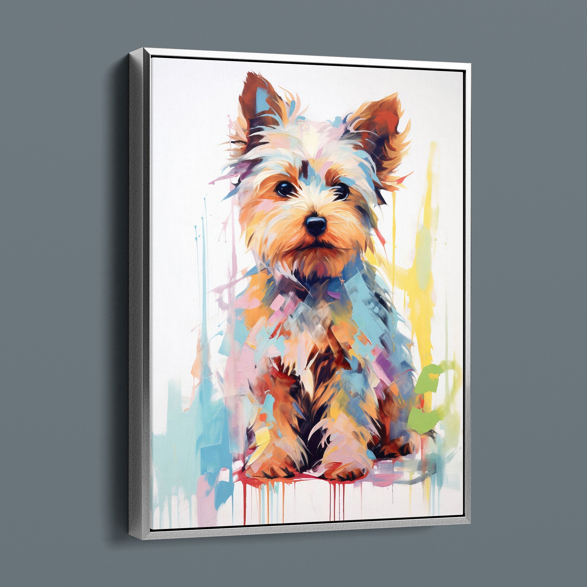 Painted Yorkie Terrier - Bold Colorful Happy Puppy