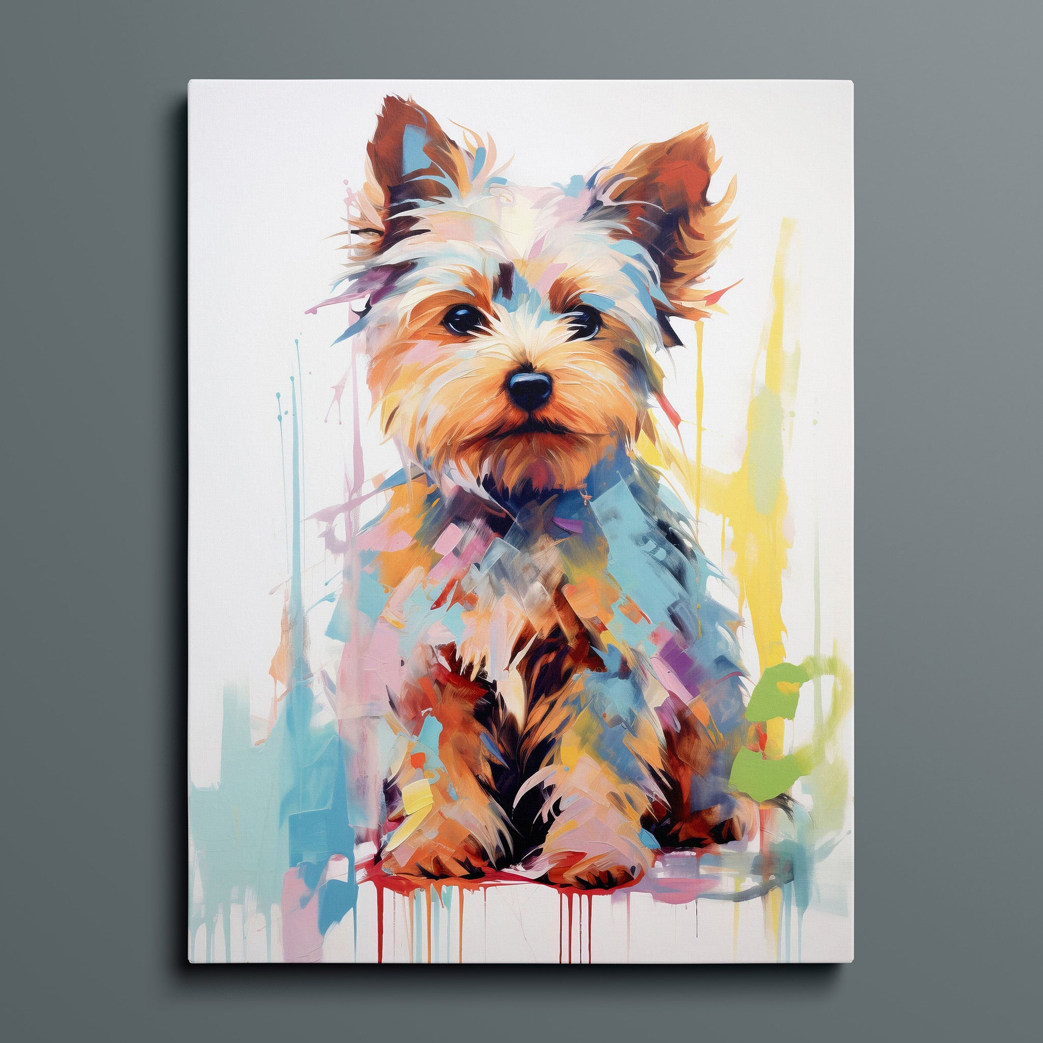 Painted Yorkie Terrier - Bold Colorful Happy Puppy