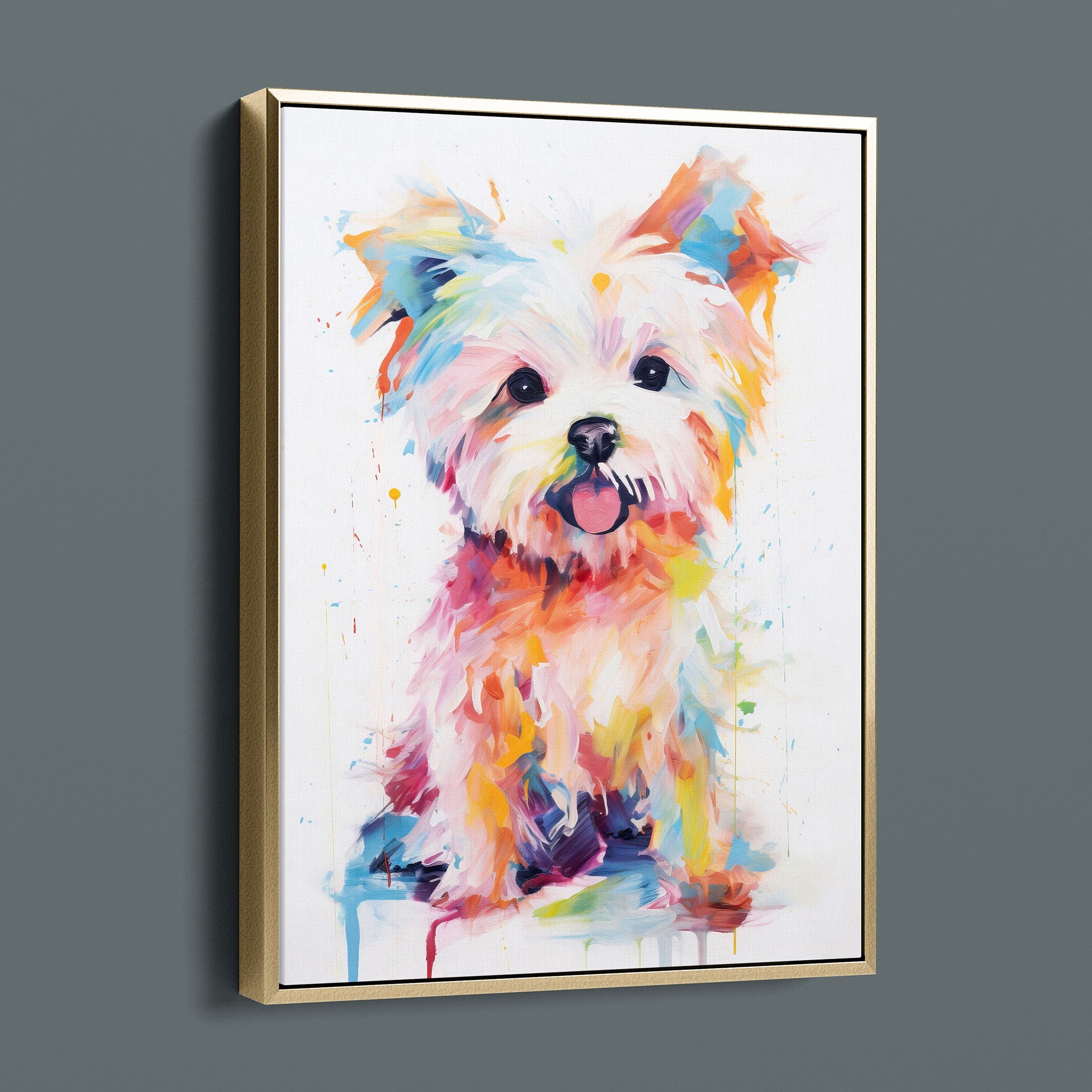 Happy Painted Maltese Puppy - Bold Colorful