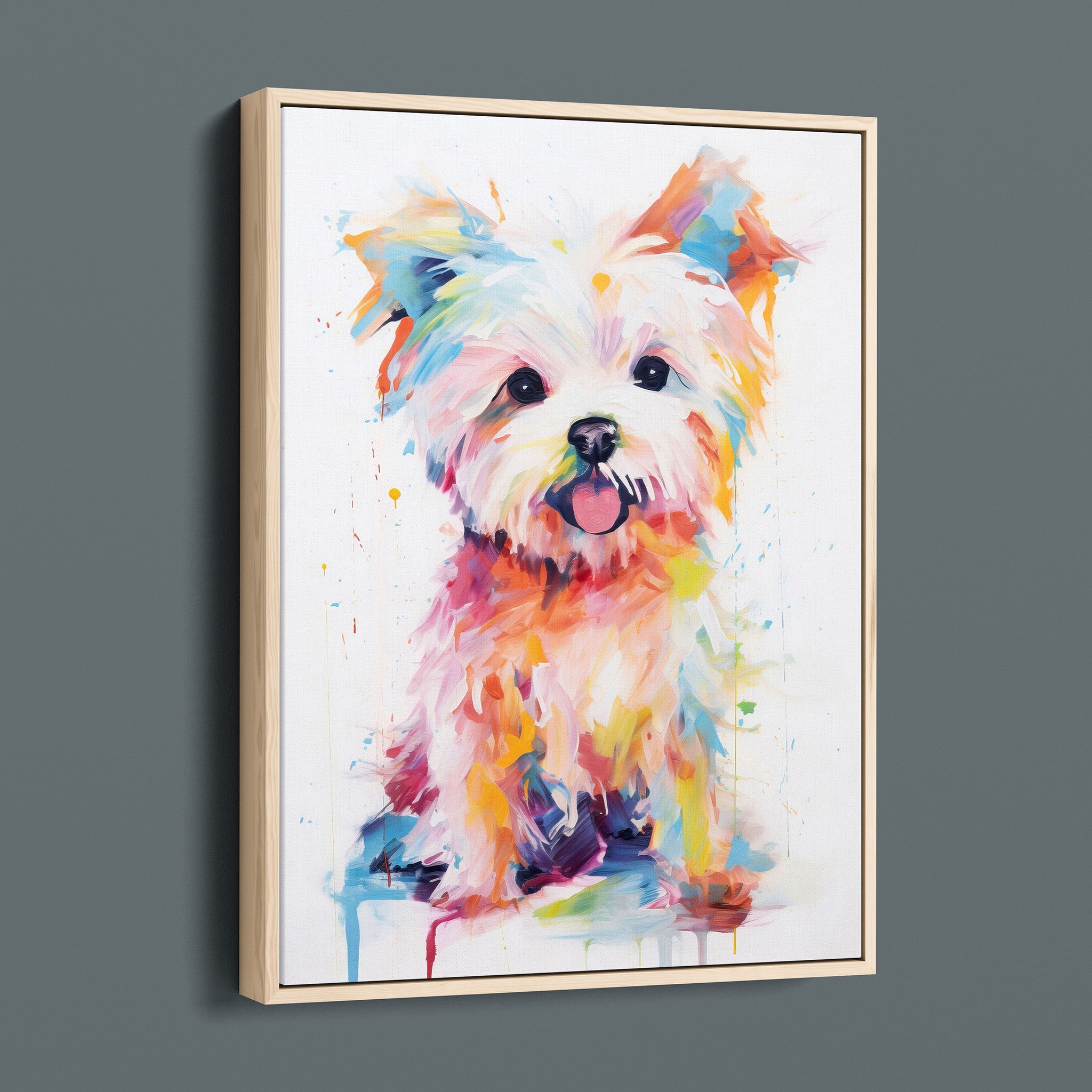 Happy Painted Maltese Puppy - Bold Colorful