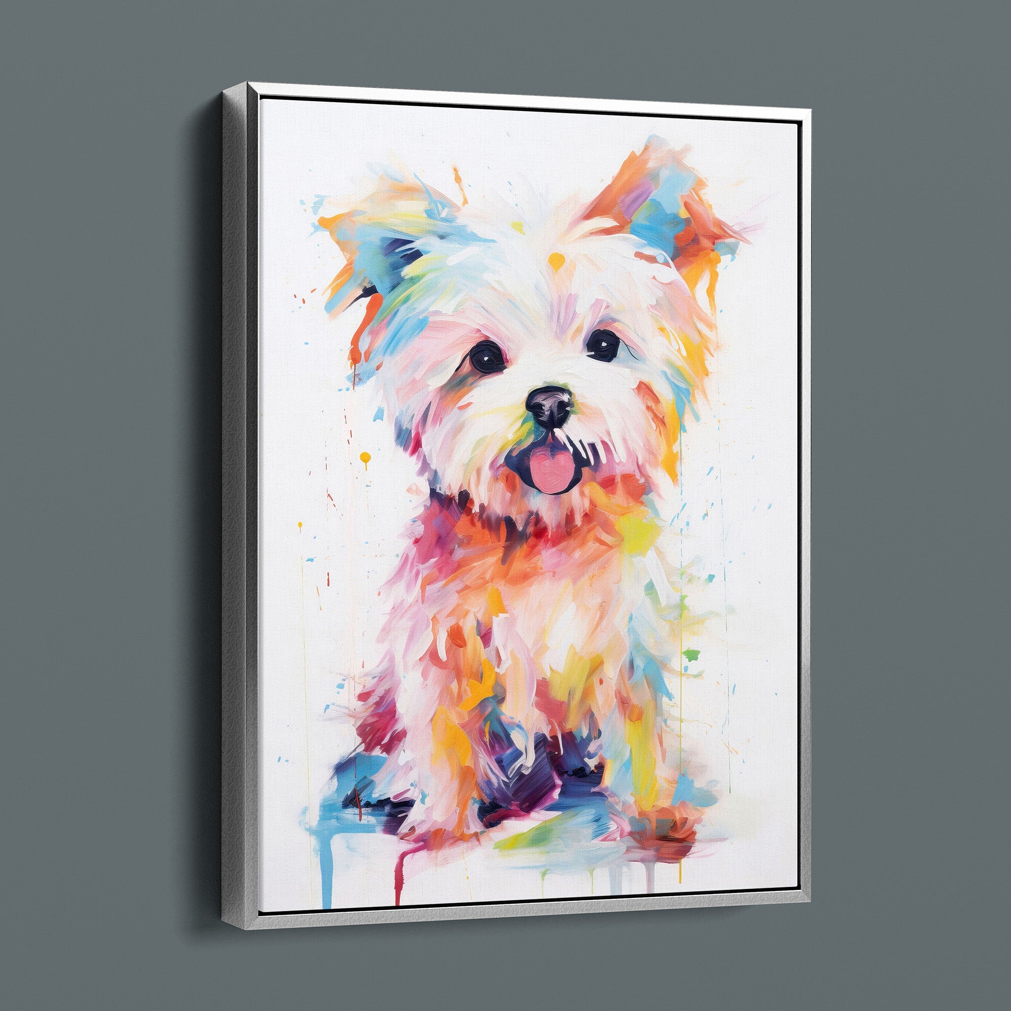 Happy Painted Maltese Puppy - Bold Colorful