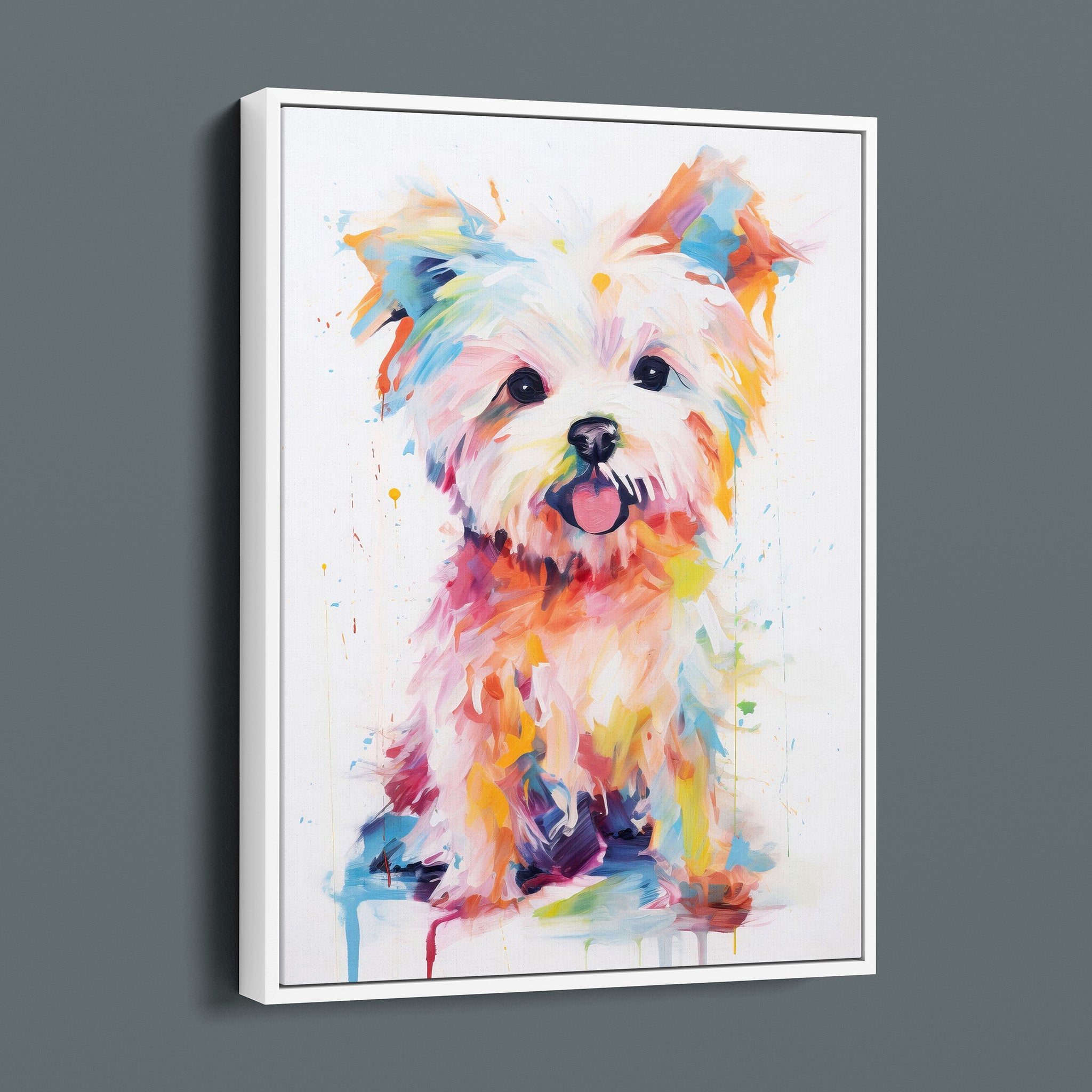 Happy Painted Maltese Puppy - Bold Colorful