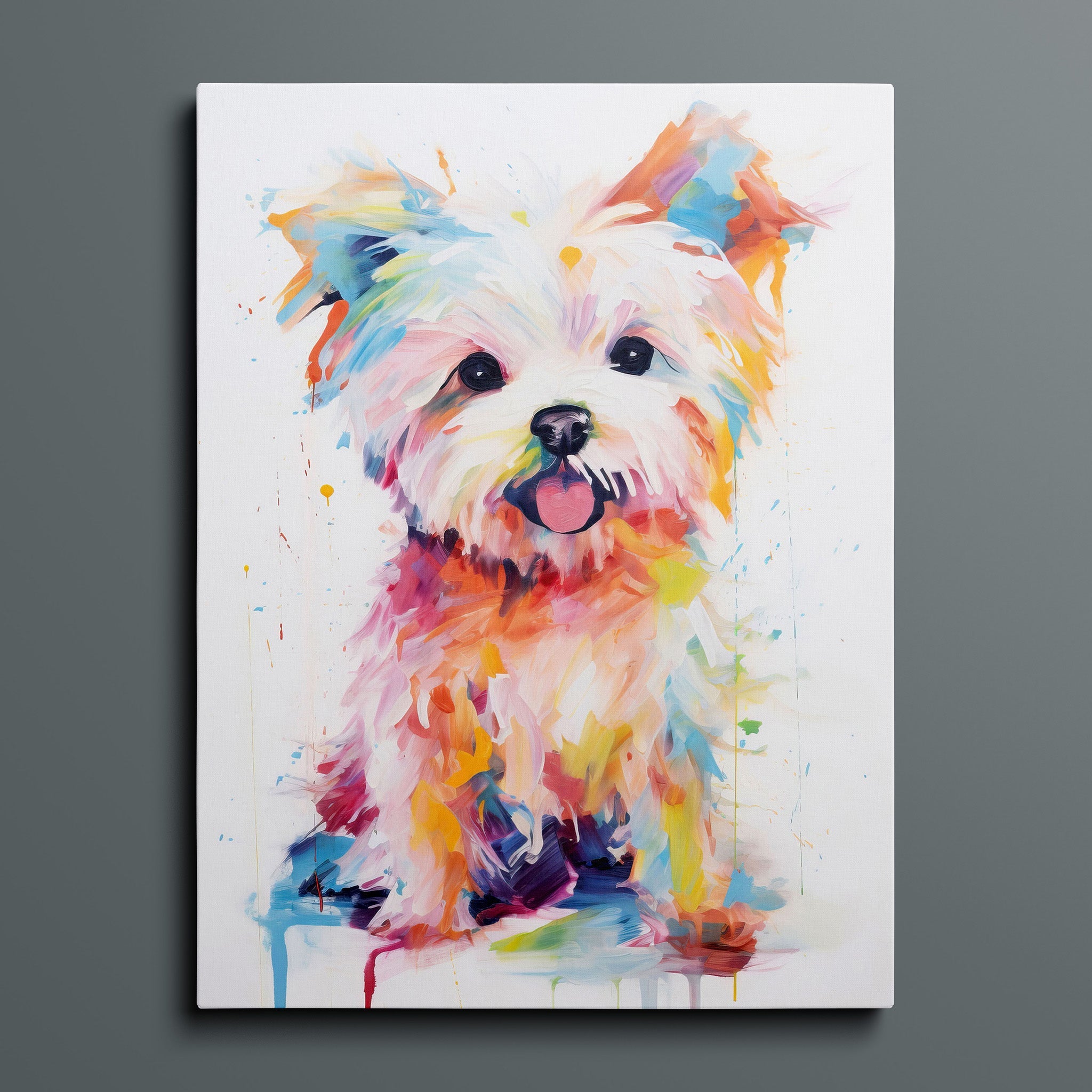 Happy Painted Maltese Puppy - Bold Colorful