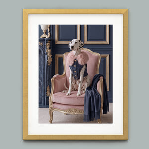 La Belle Dalmatienne framed fine art paper print in a gold frame