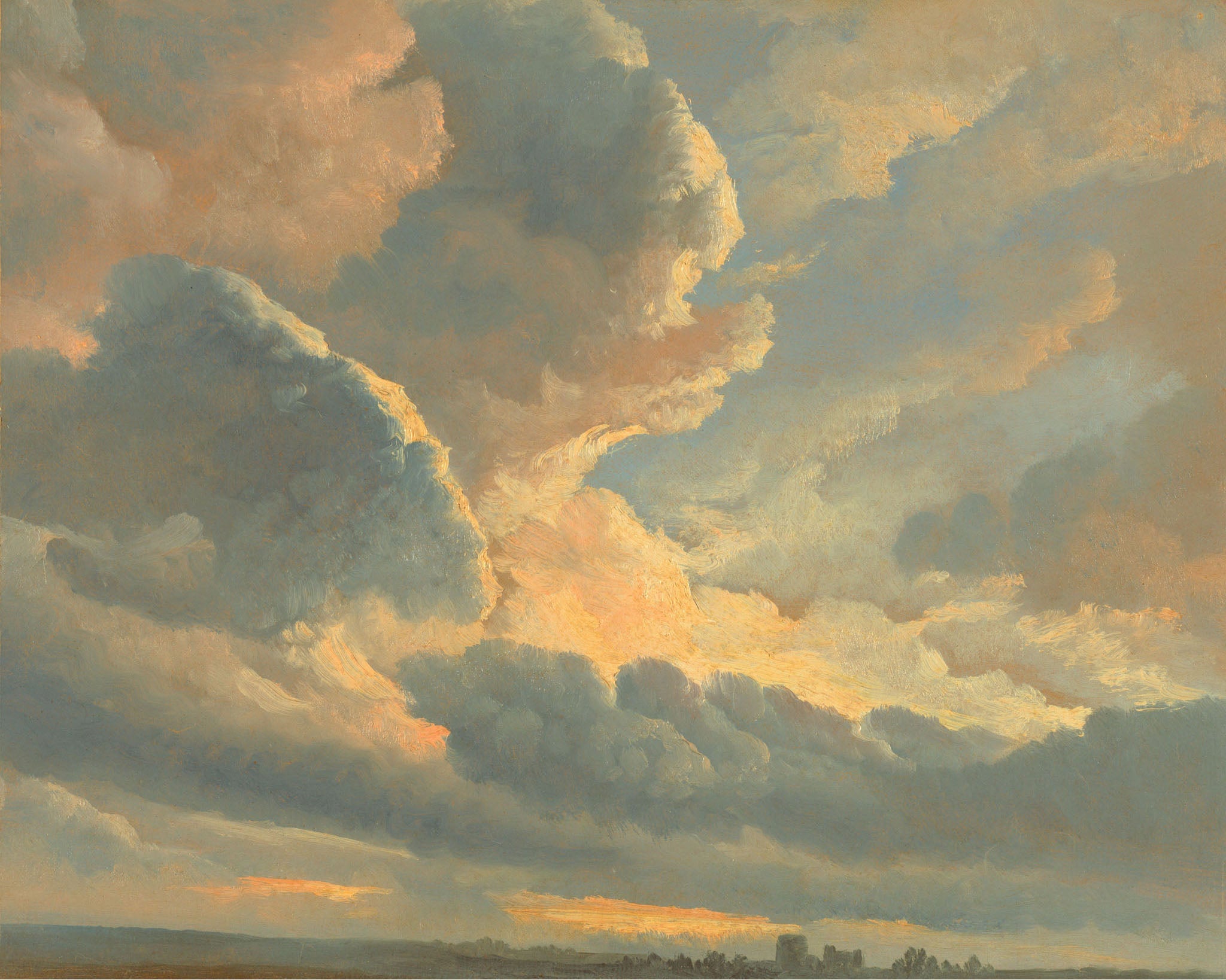 Study of Clouds with a Sunset near Rome by Simon Alexandre CleΜment Denis