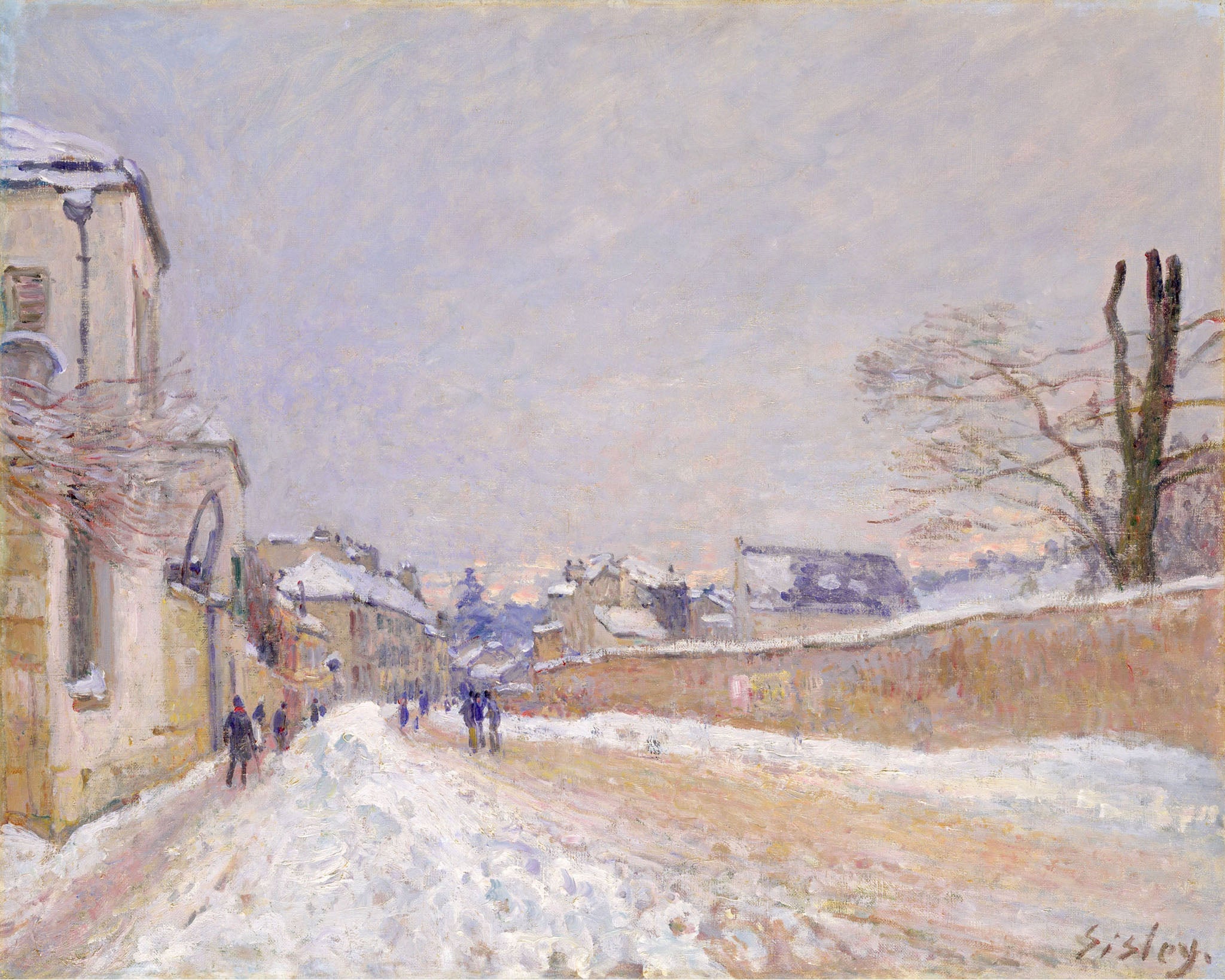 Rue EugeΜne Moussoir at Moret - Winter 1891 Alfred Sisley British