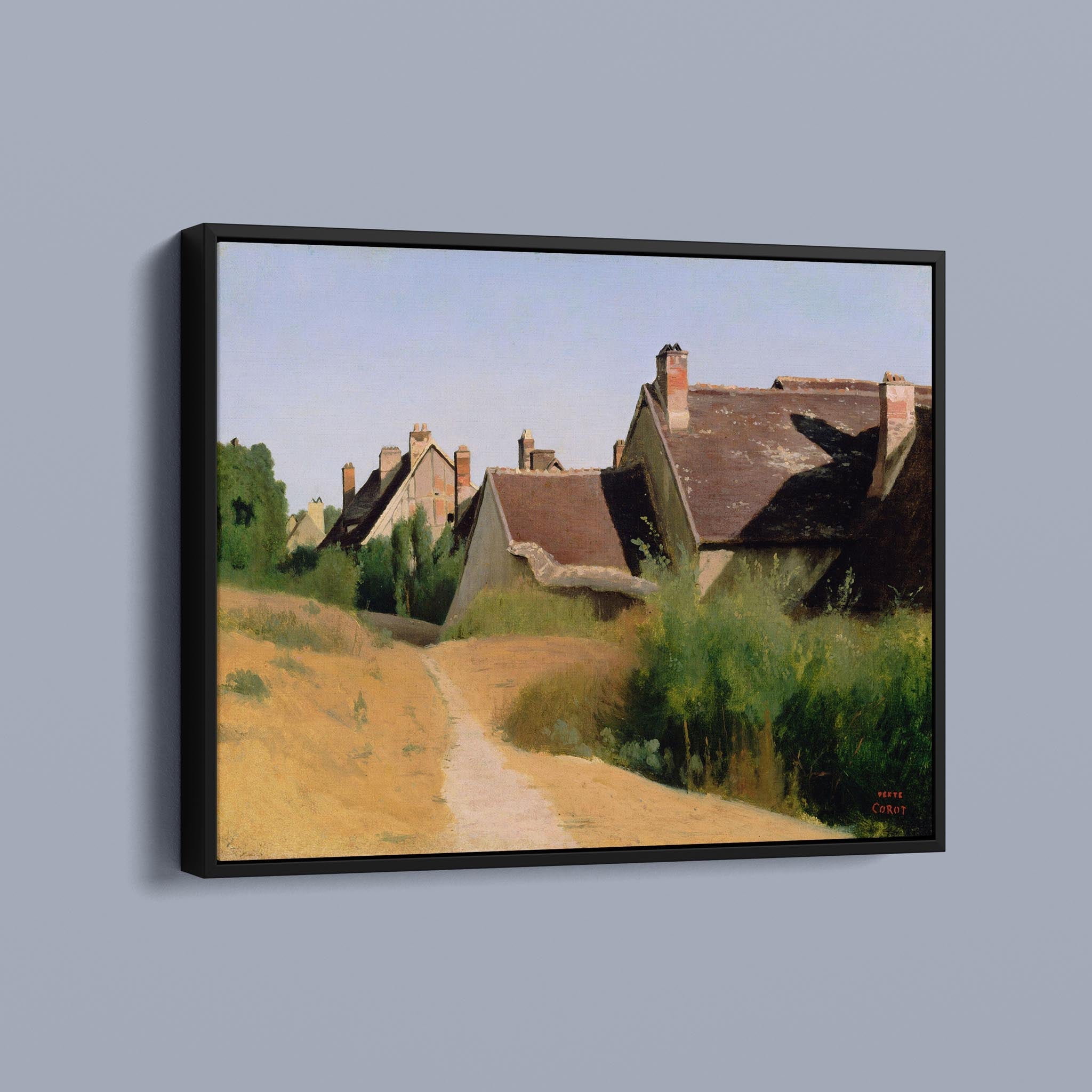 Houses near Orléans - Maisons aux Environs d'Orléans by Jean Baptiste Camille Corot