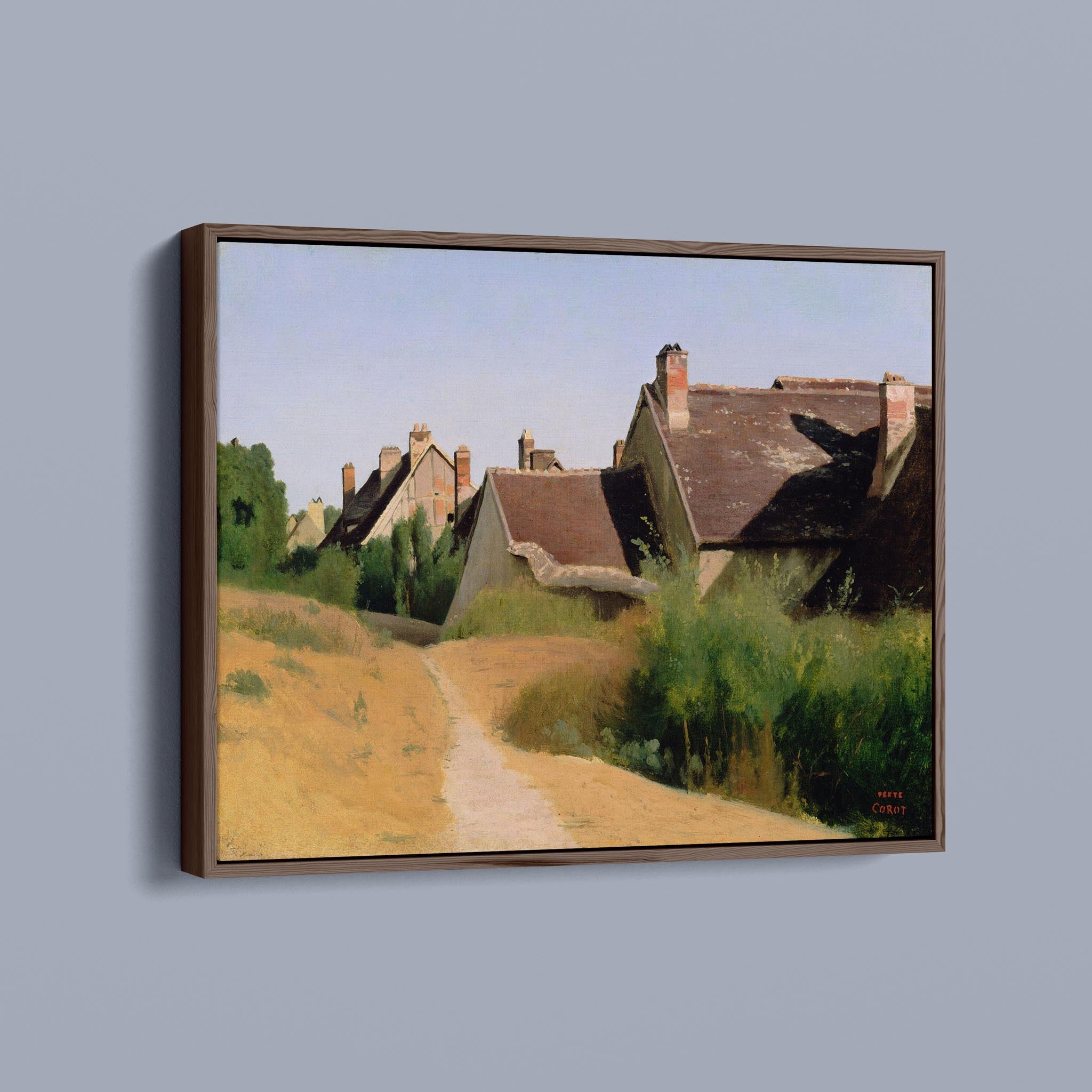 Houses near Orléans - Maisons aux Environs d'Orléans by Jean Baptiste Camille Corot