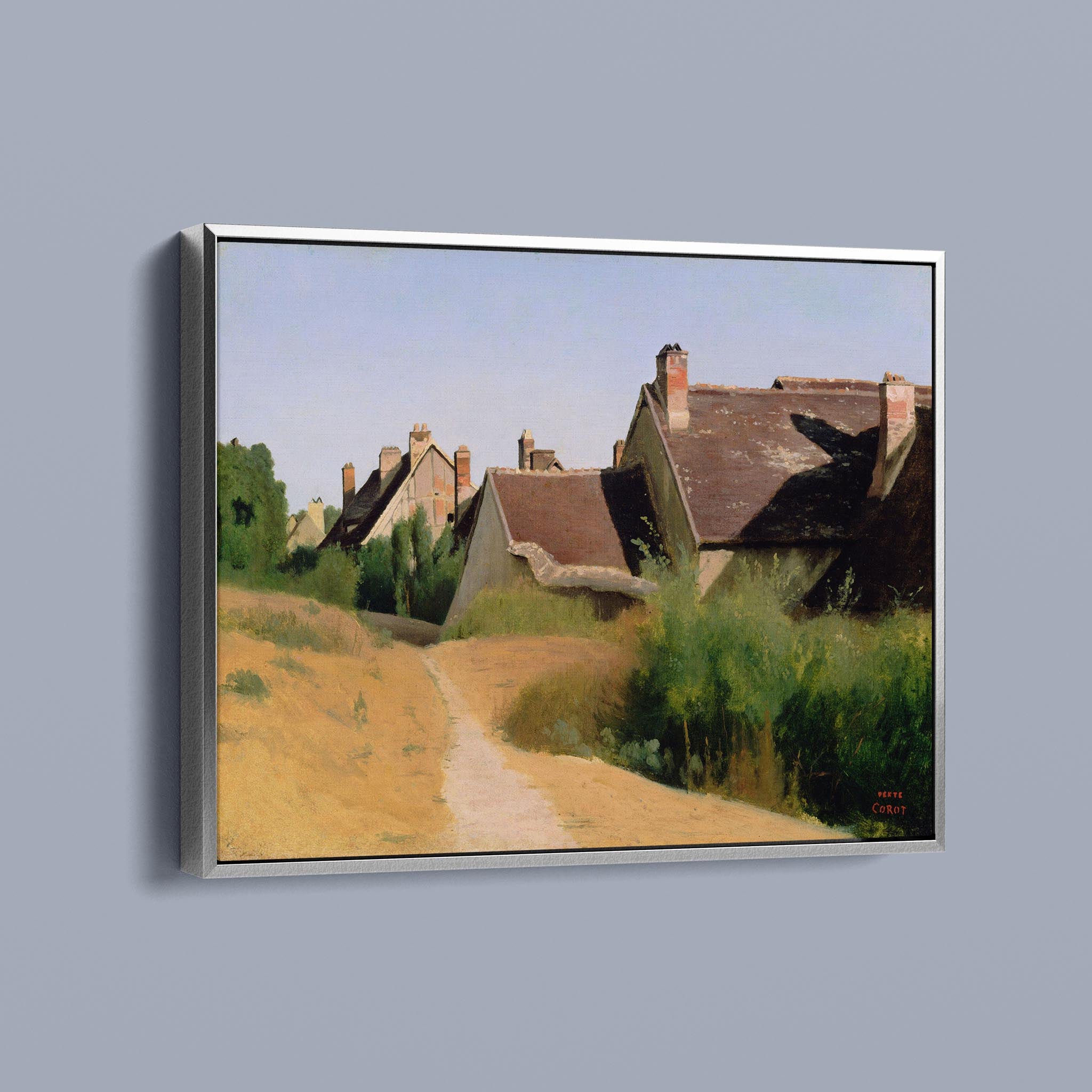 Houses near Orléans - Maisons aux Environs d'Orléans by Jean Baptiste Camille Corot