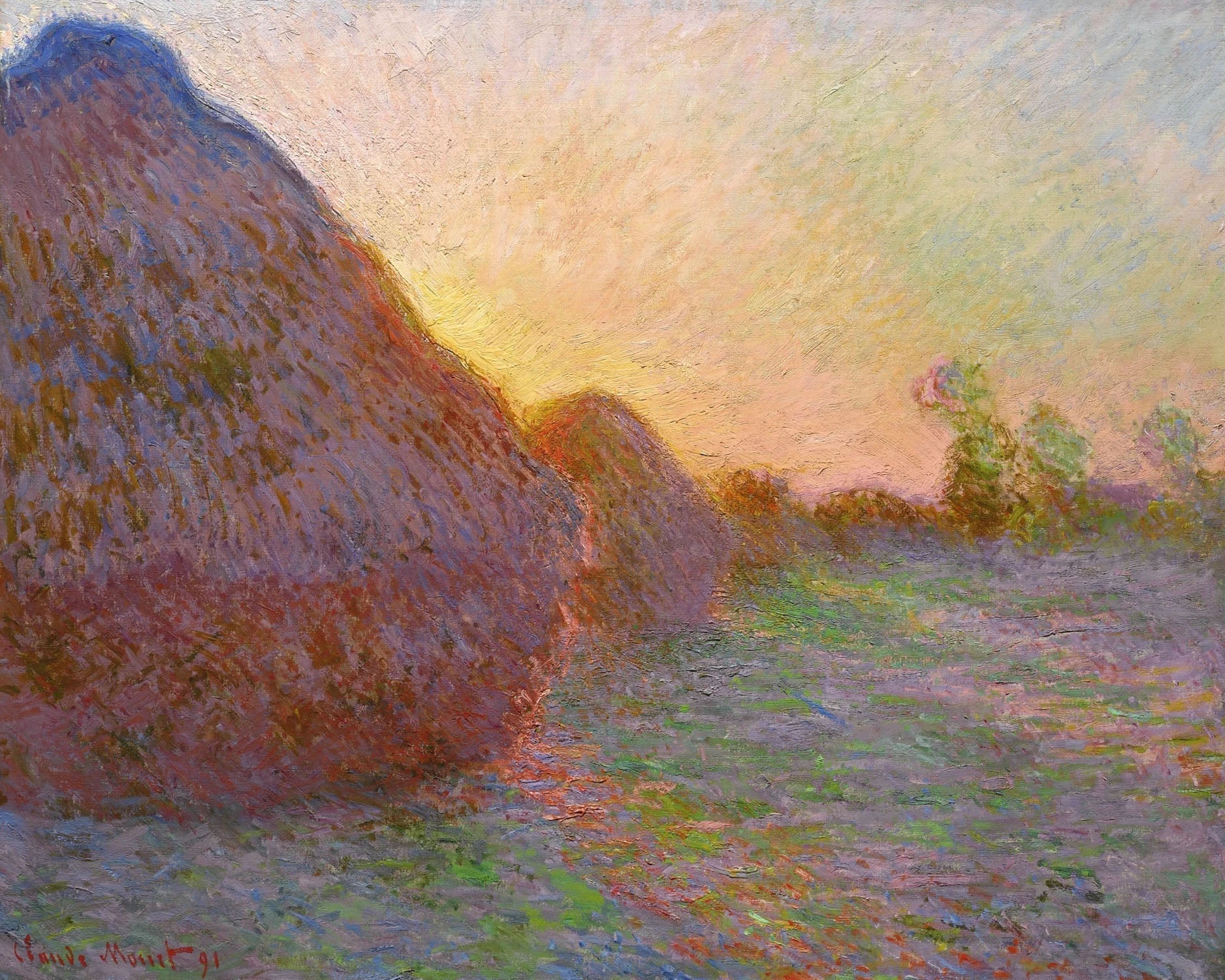 Wheatstacks by Claude Monet - Sunset