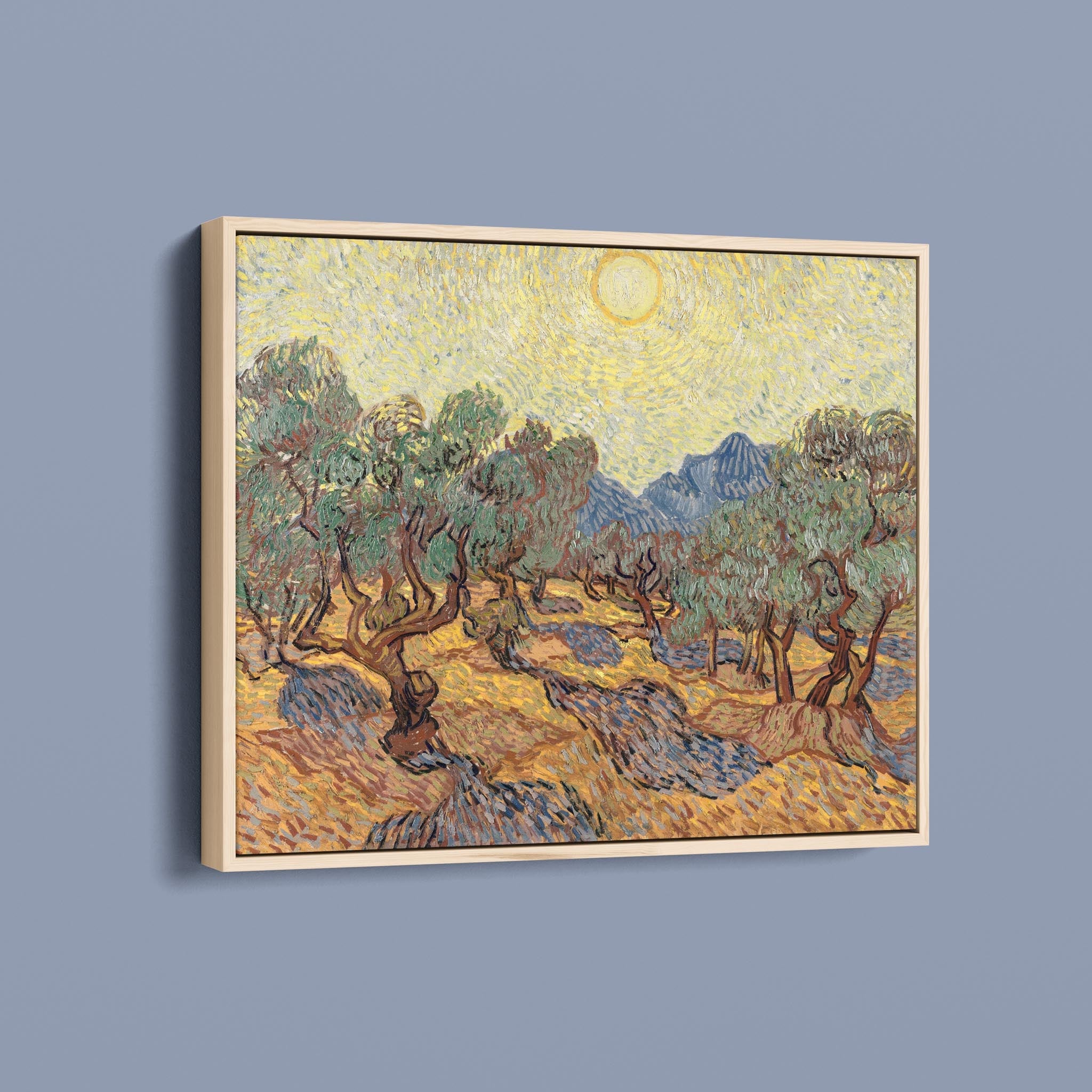 Olive Orchard with Mountains and Disk of the Sun