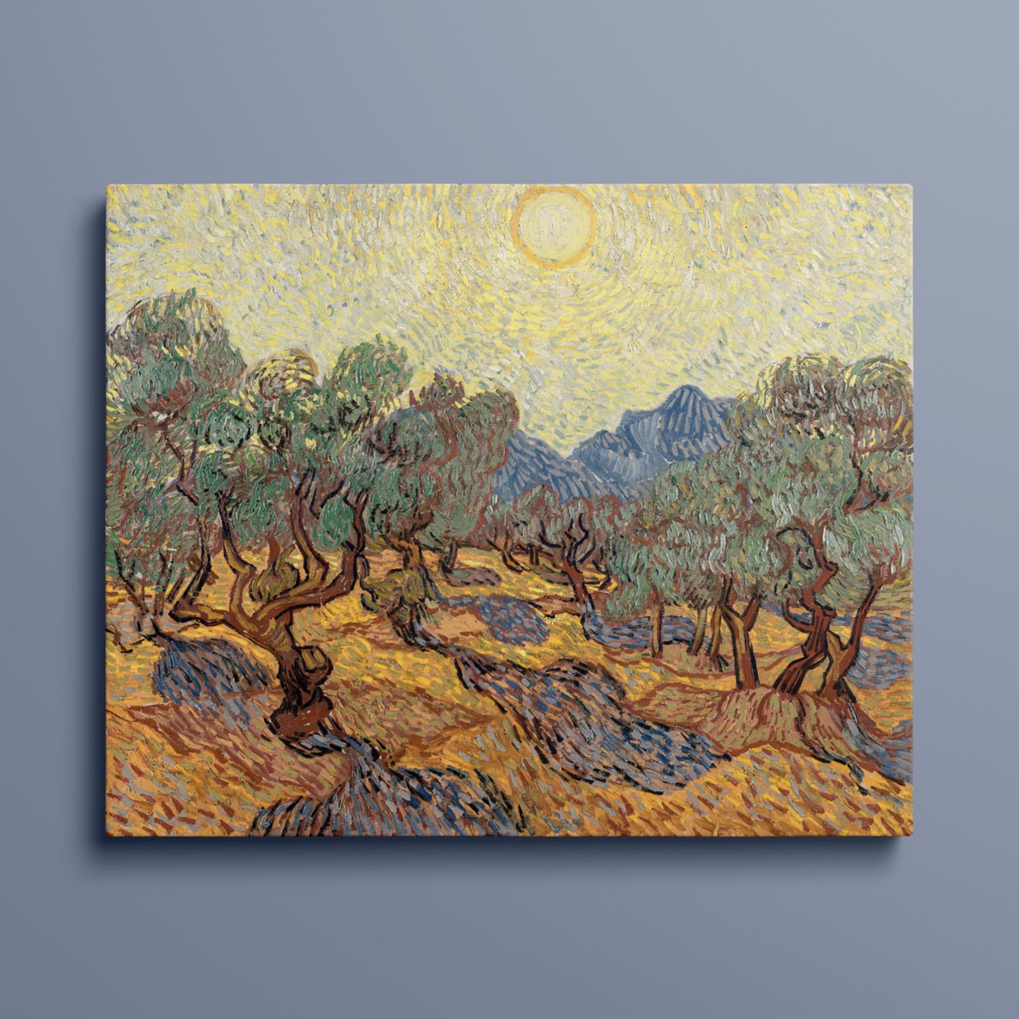 Olive Orchard with Mountains and Disk of the Sun