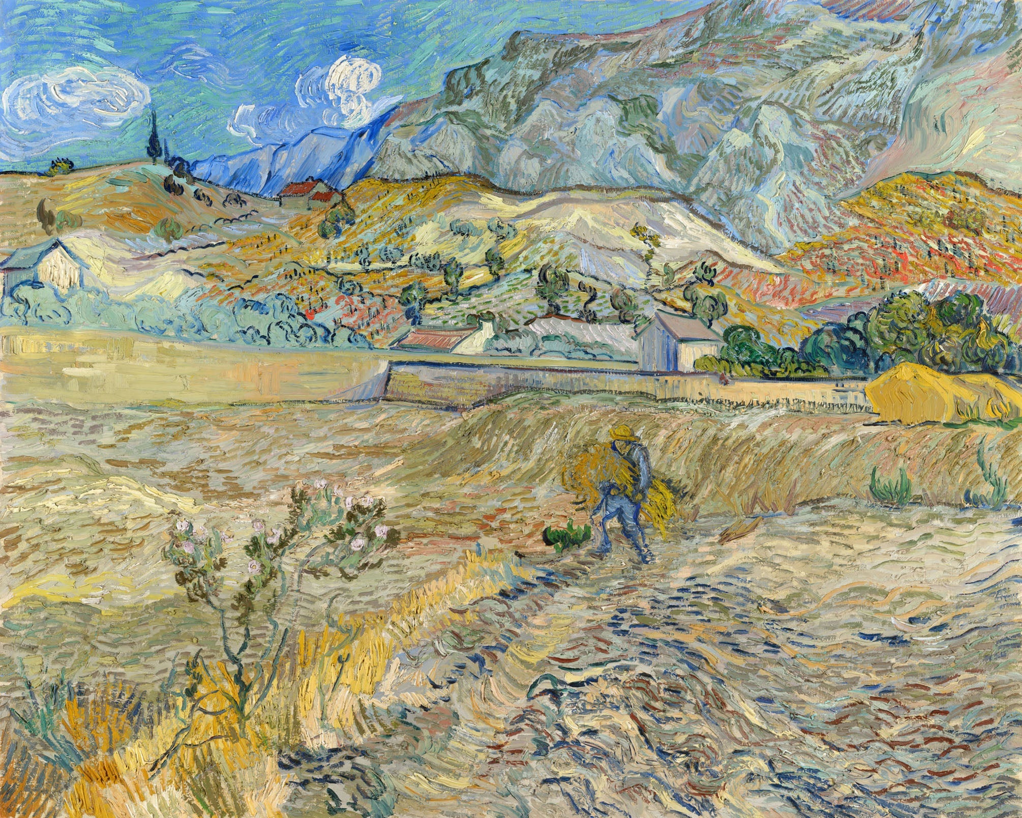 Landscape at Saint-Rémy Enclosed Field with Peasant - Vincent van Gogh