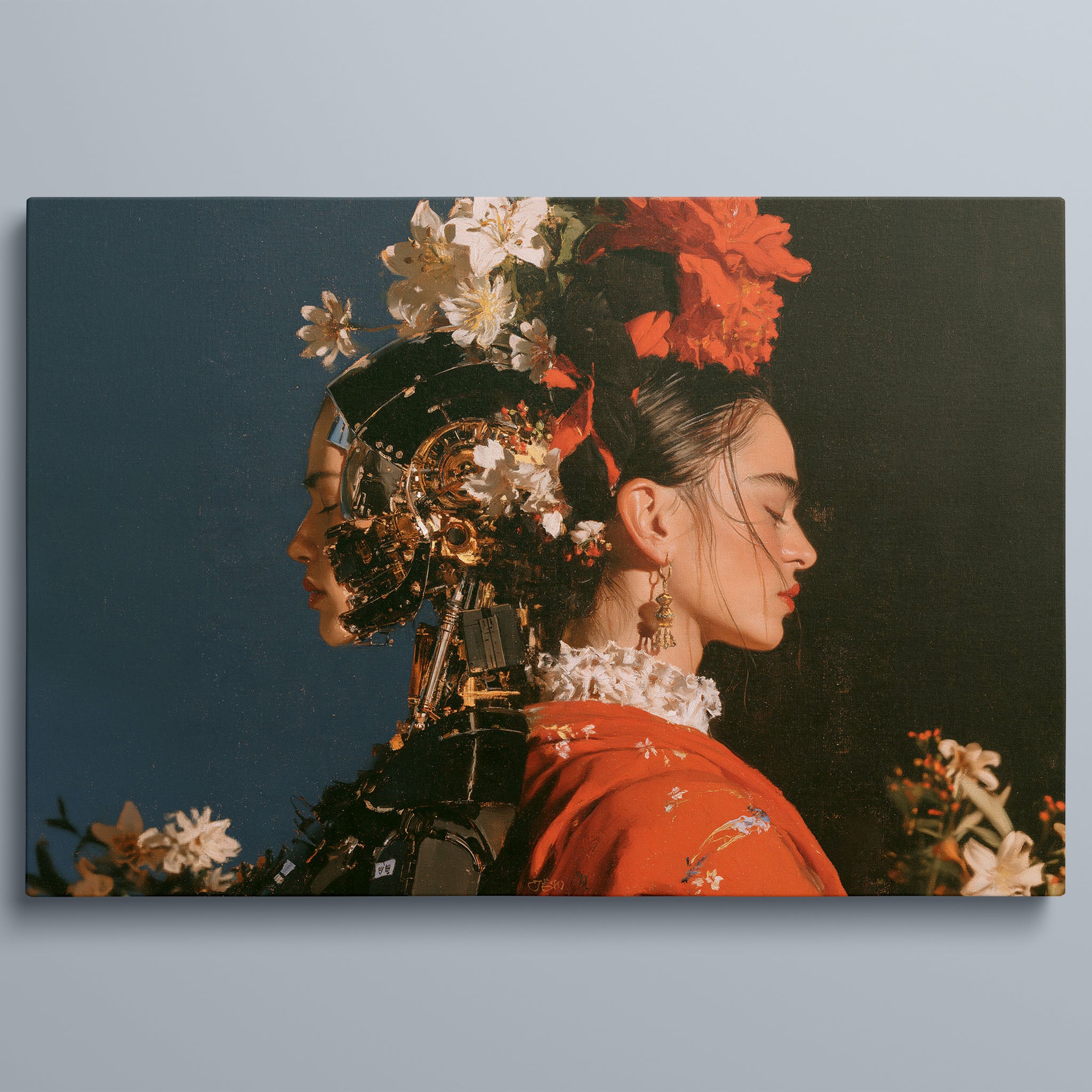 Two Natures stretched gallery-wrap canvas, angled view