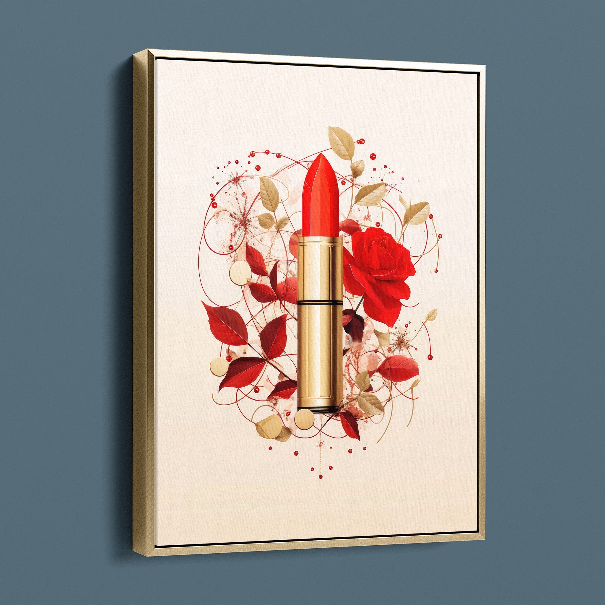 Fashion Illustration - Red Lipstick and Petals