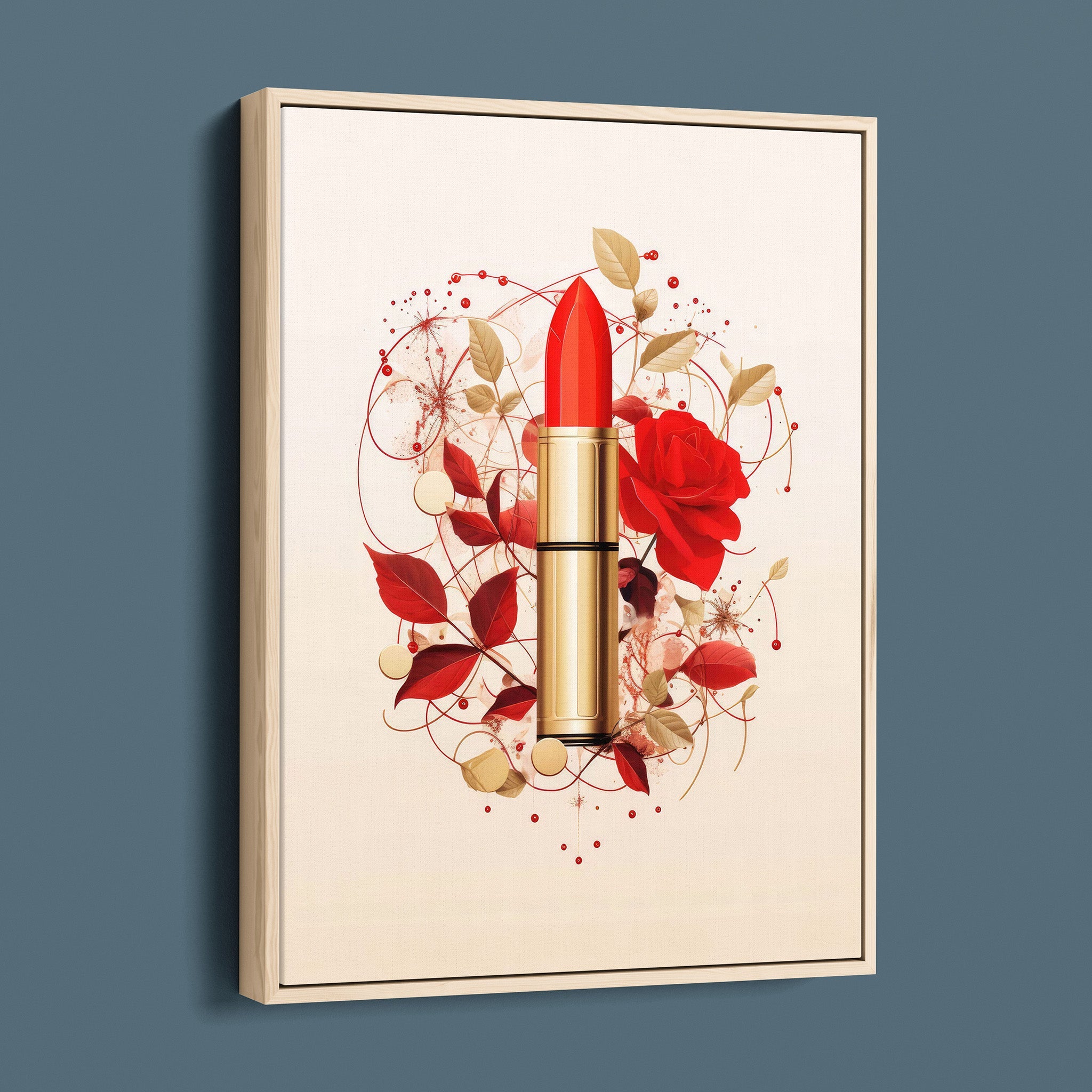Fashion Illustration - Red Lipstick and Petals