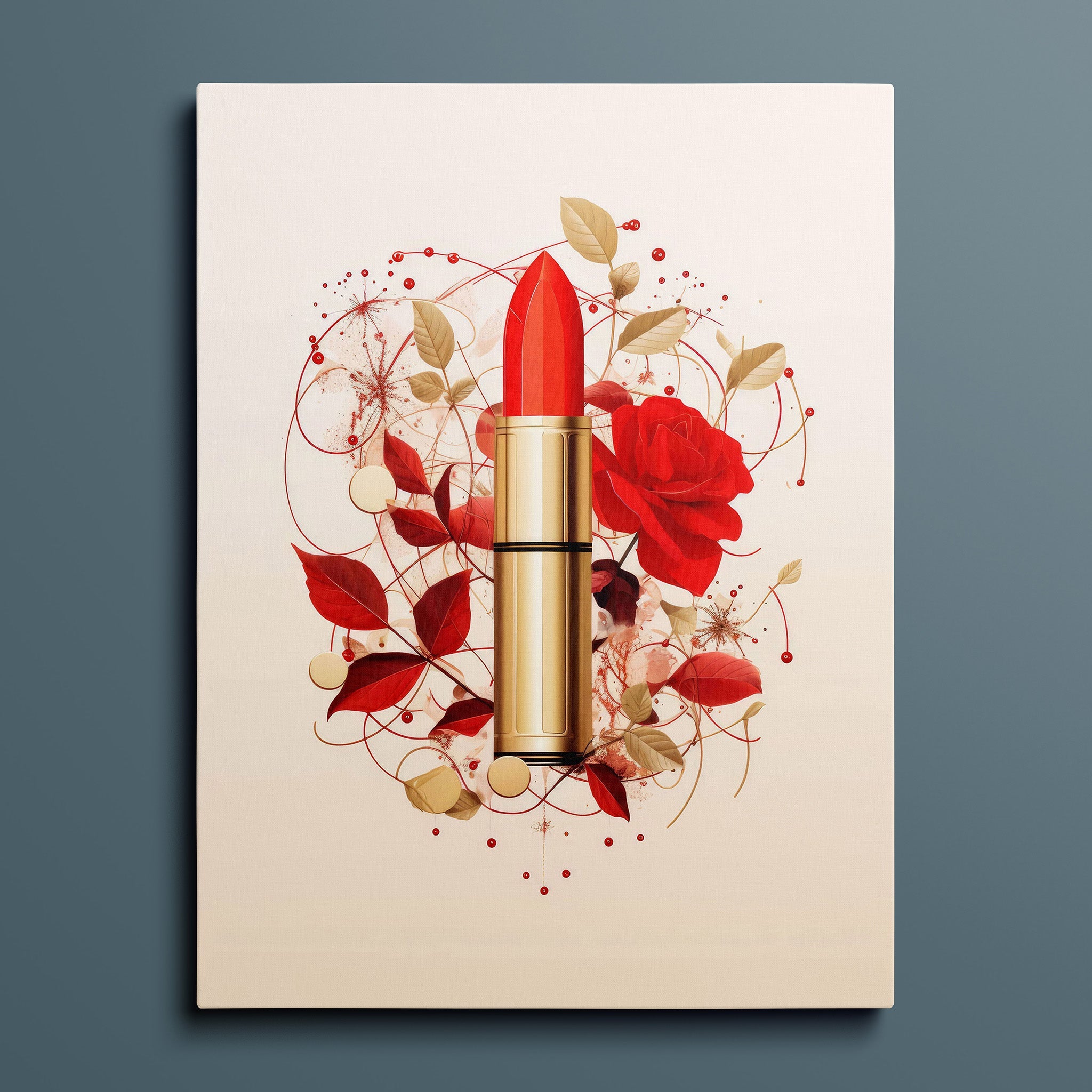 Fashion Illustration - Red Lipstick and Petals