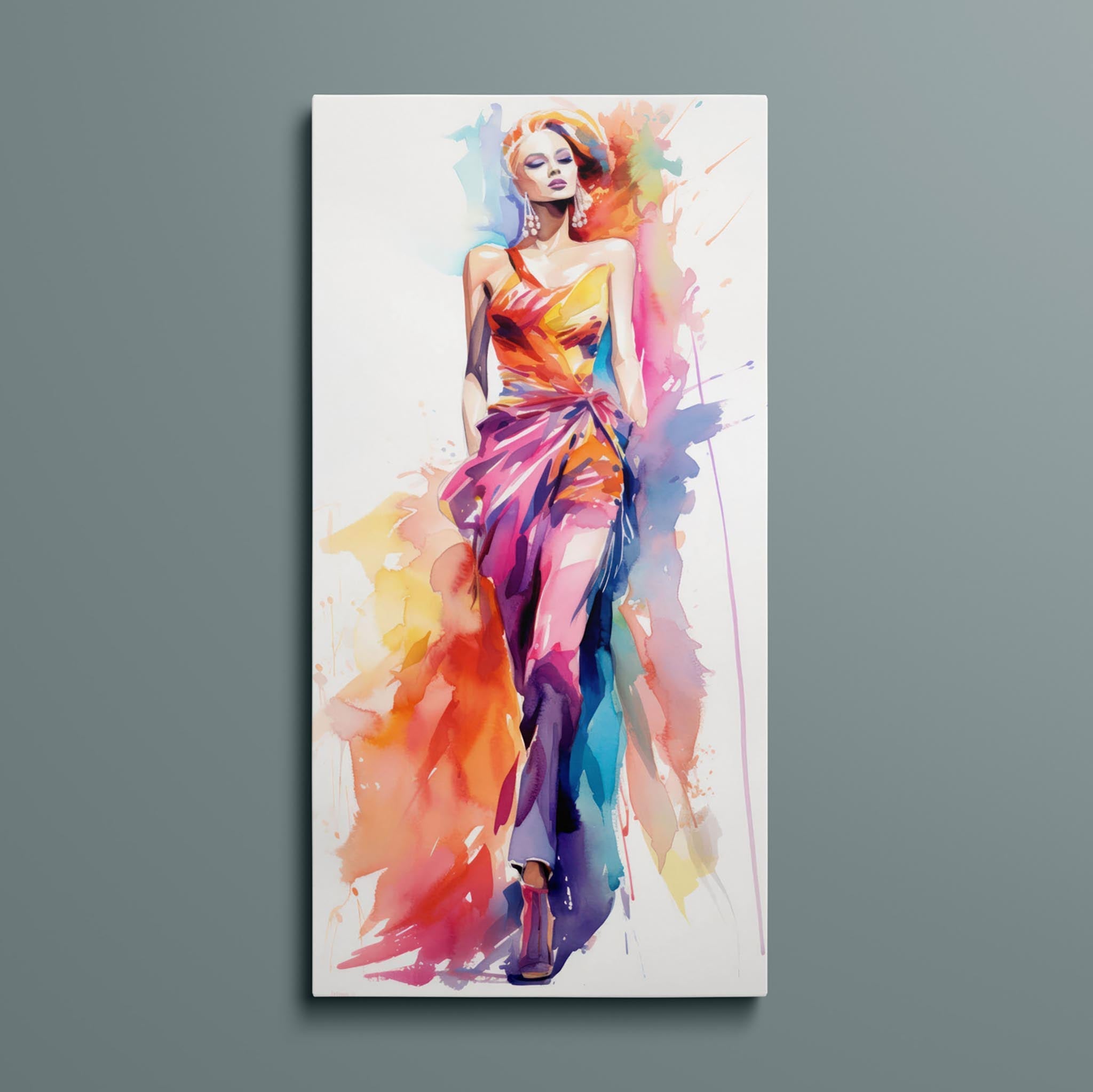 Watercolor Fashion Illustration - Bold Colorful