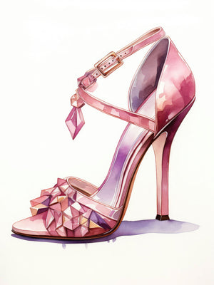 <h5><em>Fashion Watercolor Stiletto - Jewel</em></h5><p>Discover the "Fashion Watercolor Stiletto - Jewel," a luxurious illustration featuring an elegant high-heel adorned with gemstones and a stylish buckle. This watercolor artwork captures modern fashion with a touch of glamour.</p>