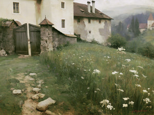 Wildflower Meadow at the Manor by Jay Bryant Ward, a romantic art print