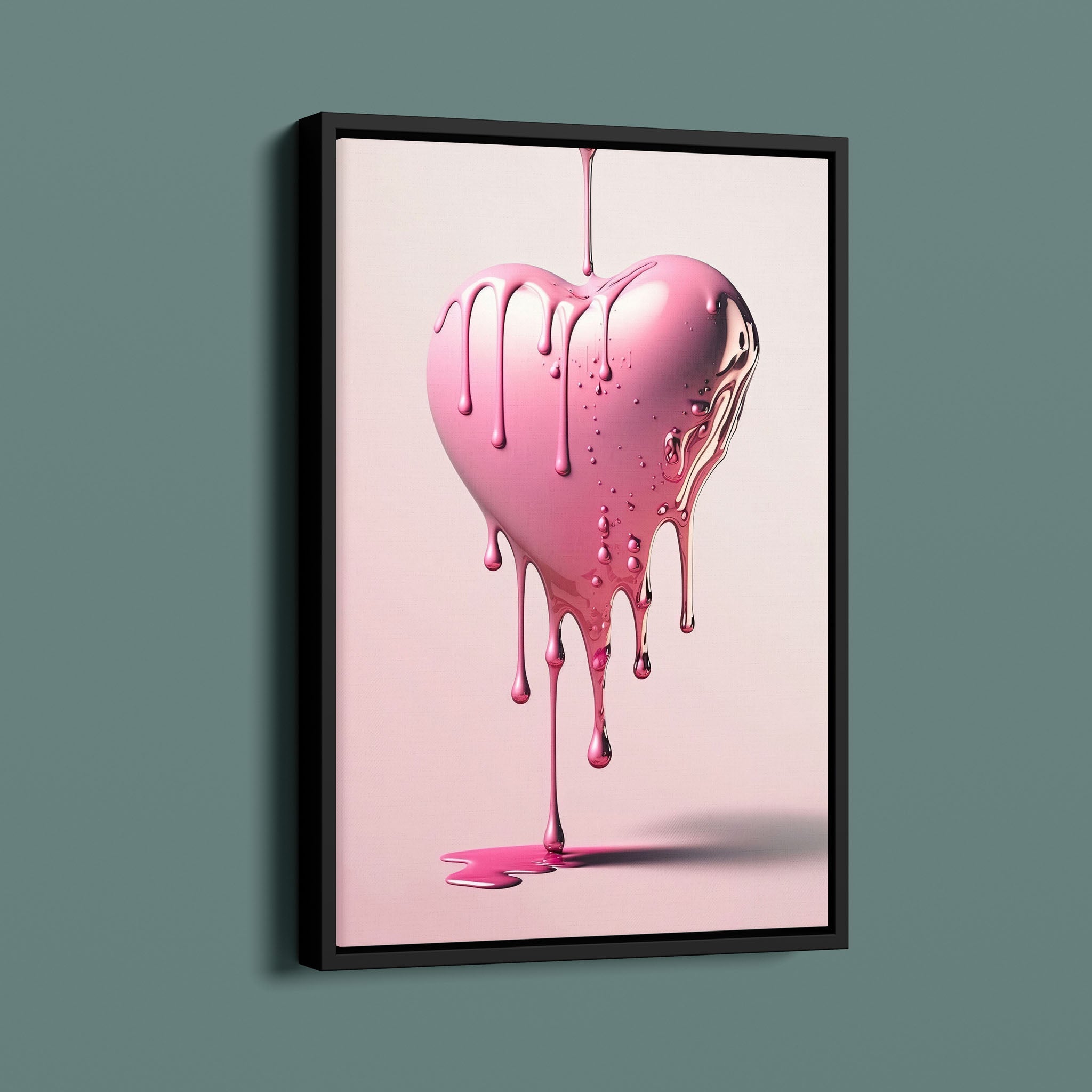 Floating Glossy Pink Dripping heart