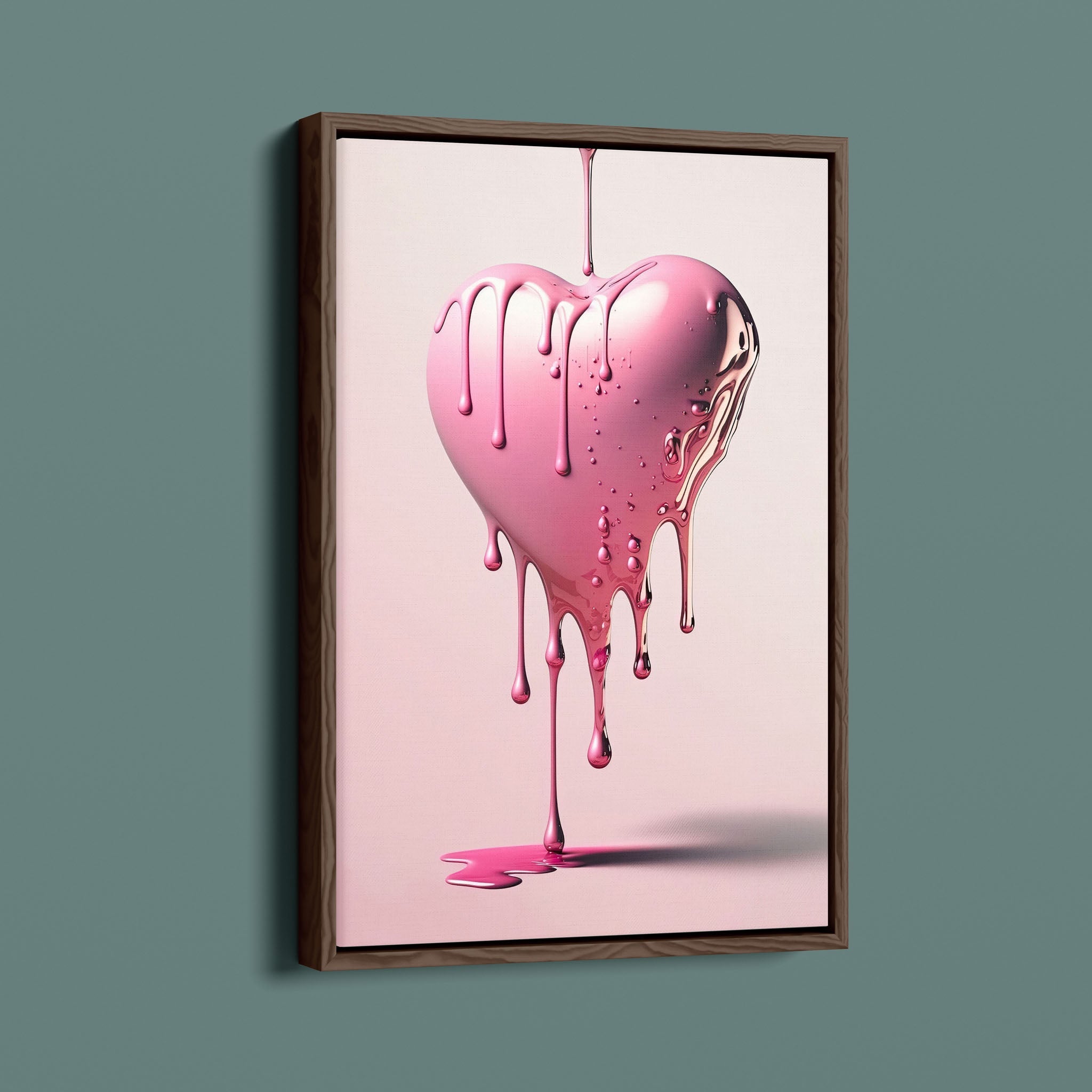 Floating Glossy Pink Dripping heart