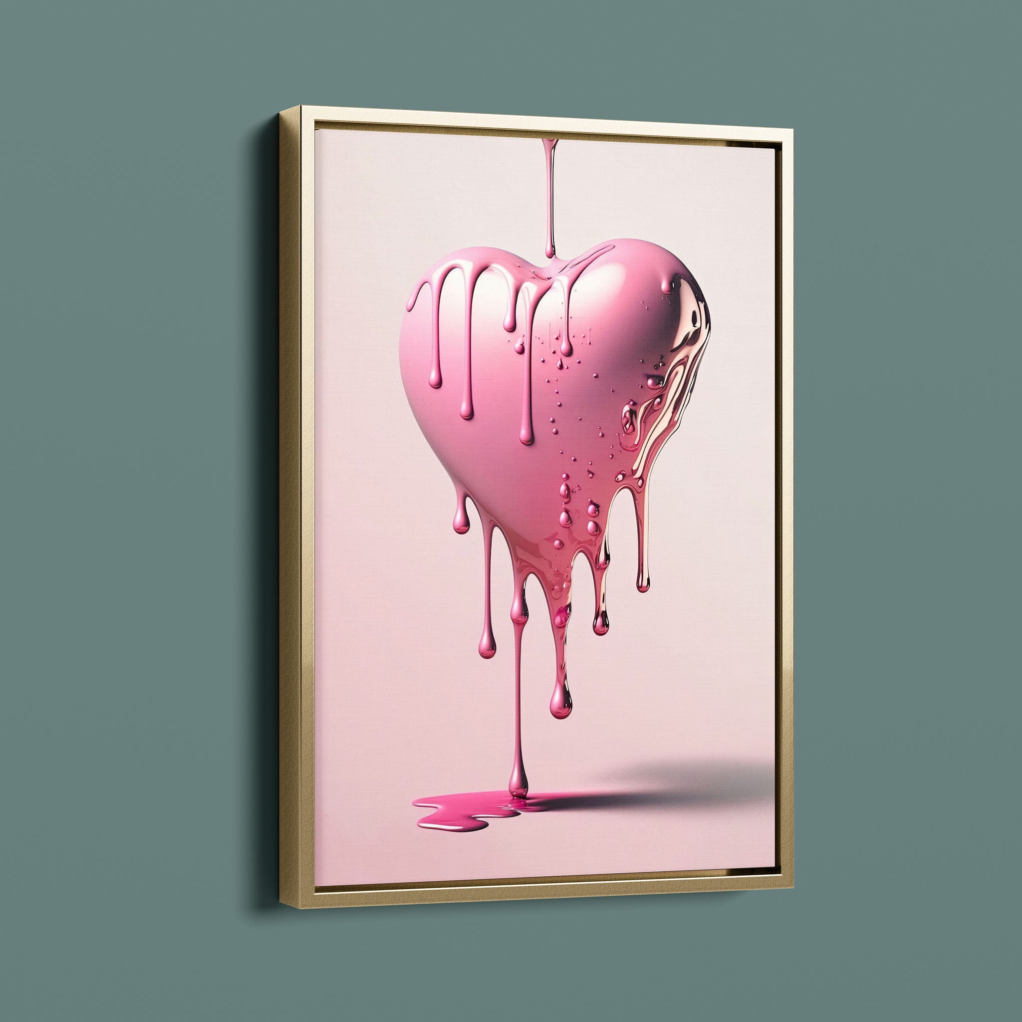 Floating Glossy Pink Dripping heart