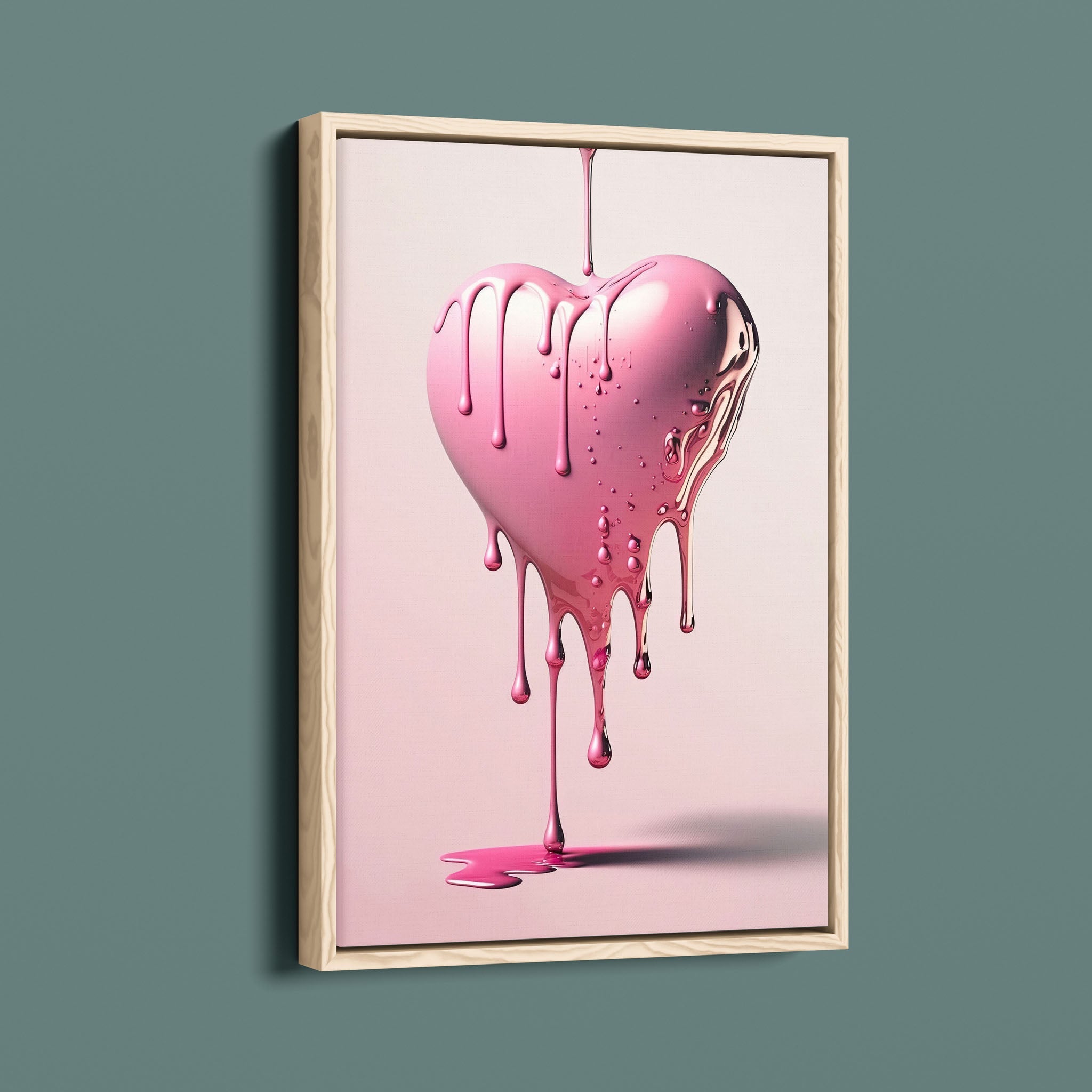 Floating Glossy Pink Dripping heart