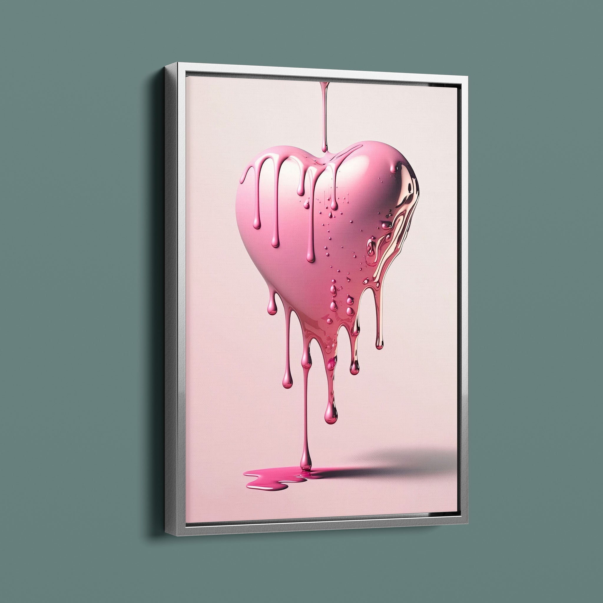 Floating Glossy Pink Dripping heart