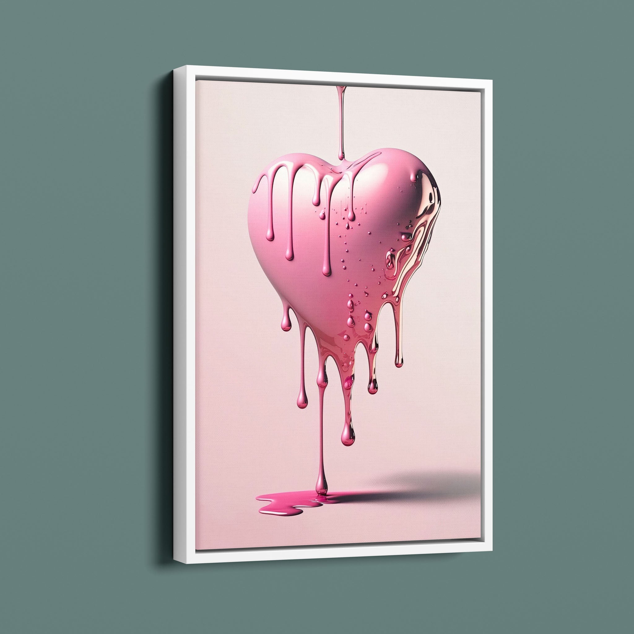Floating Glossy Pink Dripping heart