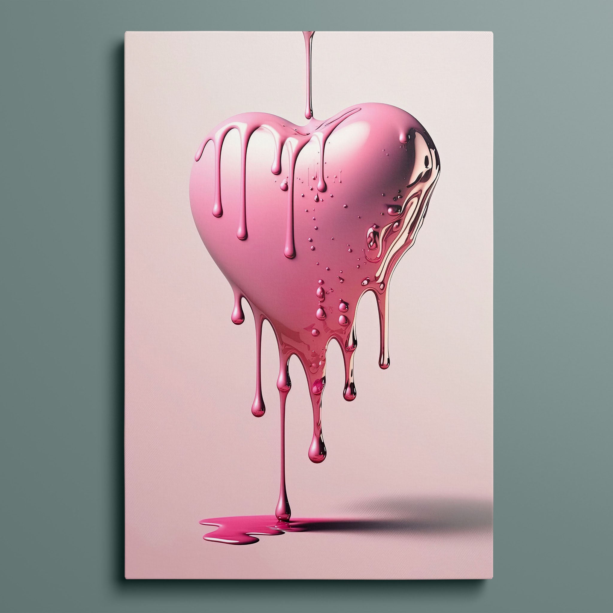 Floating Glossy Pink Dripping heart