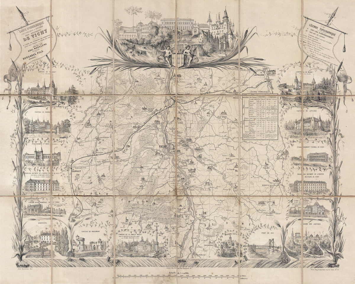 Antique Map of Vichy France by Abel Madeleine, fine art print