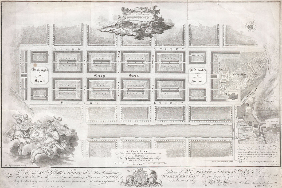 Edinburgh New Town Plan 1767, fine art print