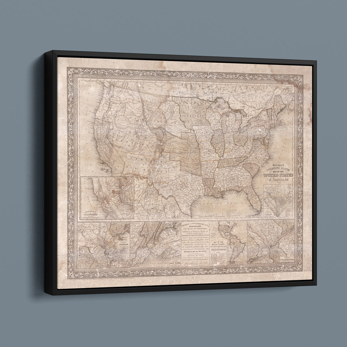 Mitchell's Antique United States Map (Lighter Beige Version)