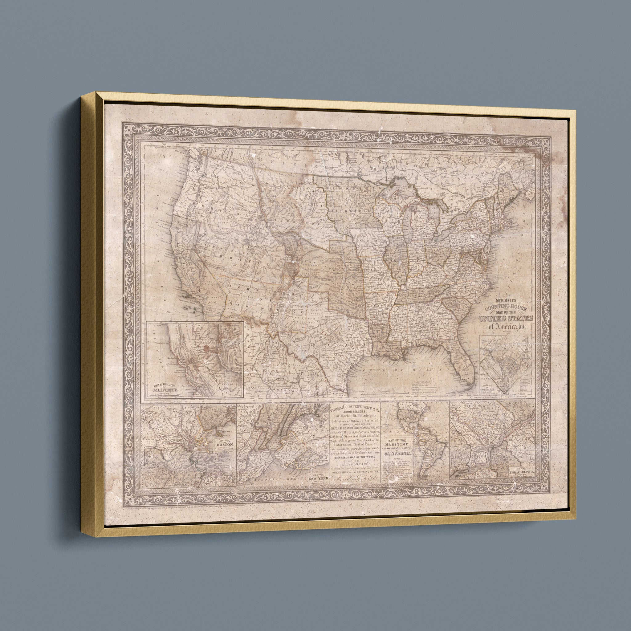 Mitchell's Antique United States Map (Lighter Beige Version)