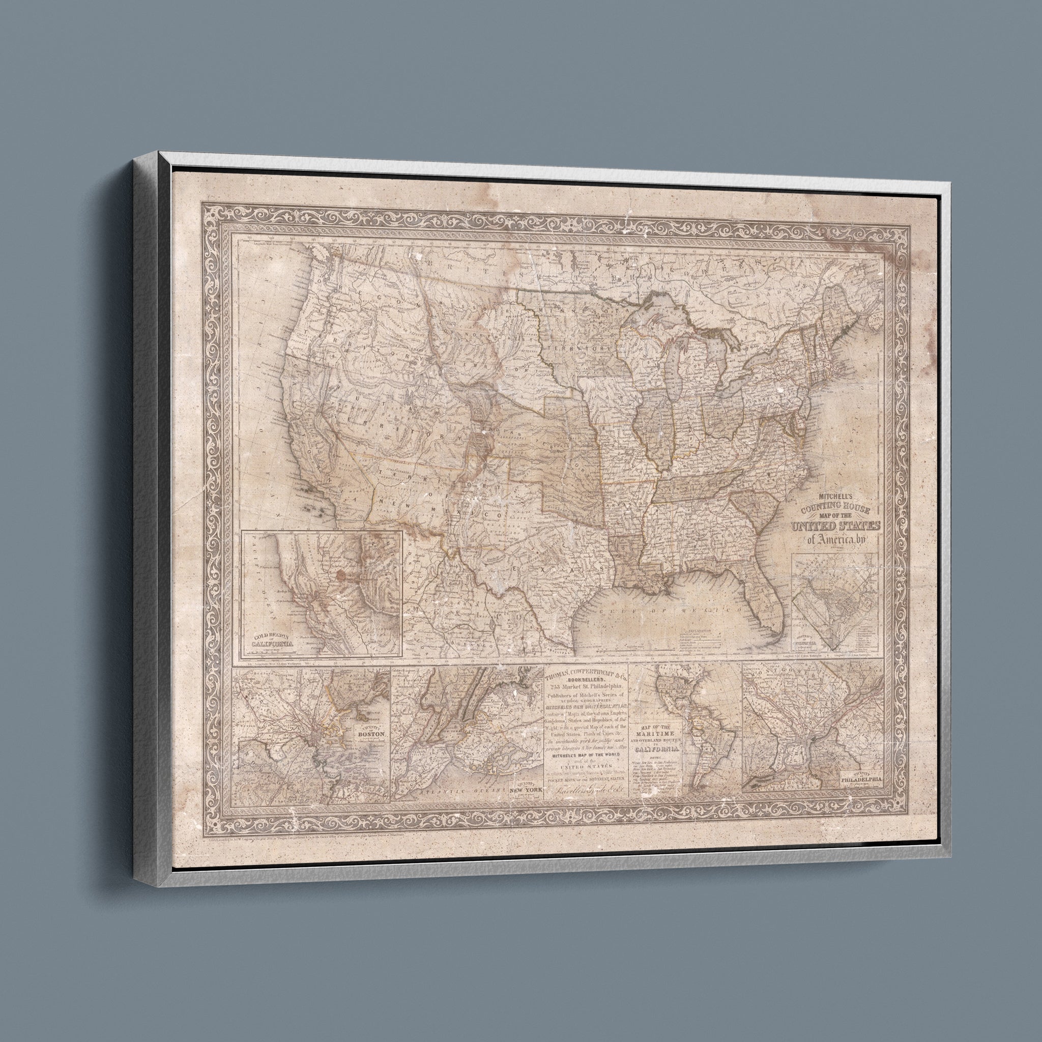 Mitchell's Antique United States Map (Lighter Beige Version)