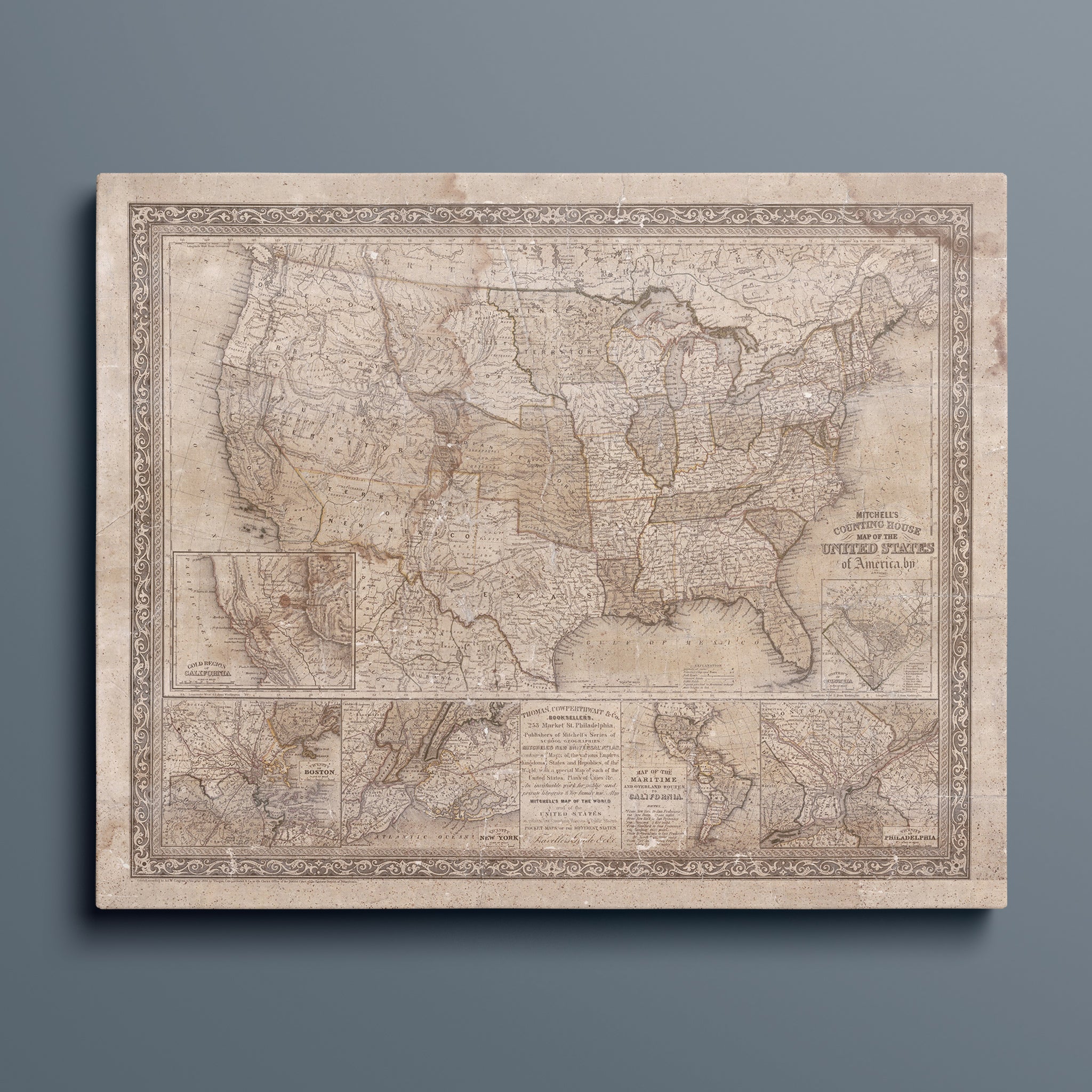 Mitchell's Antique United States Map (Lighter Beige Version)