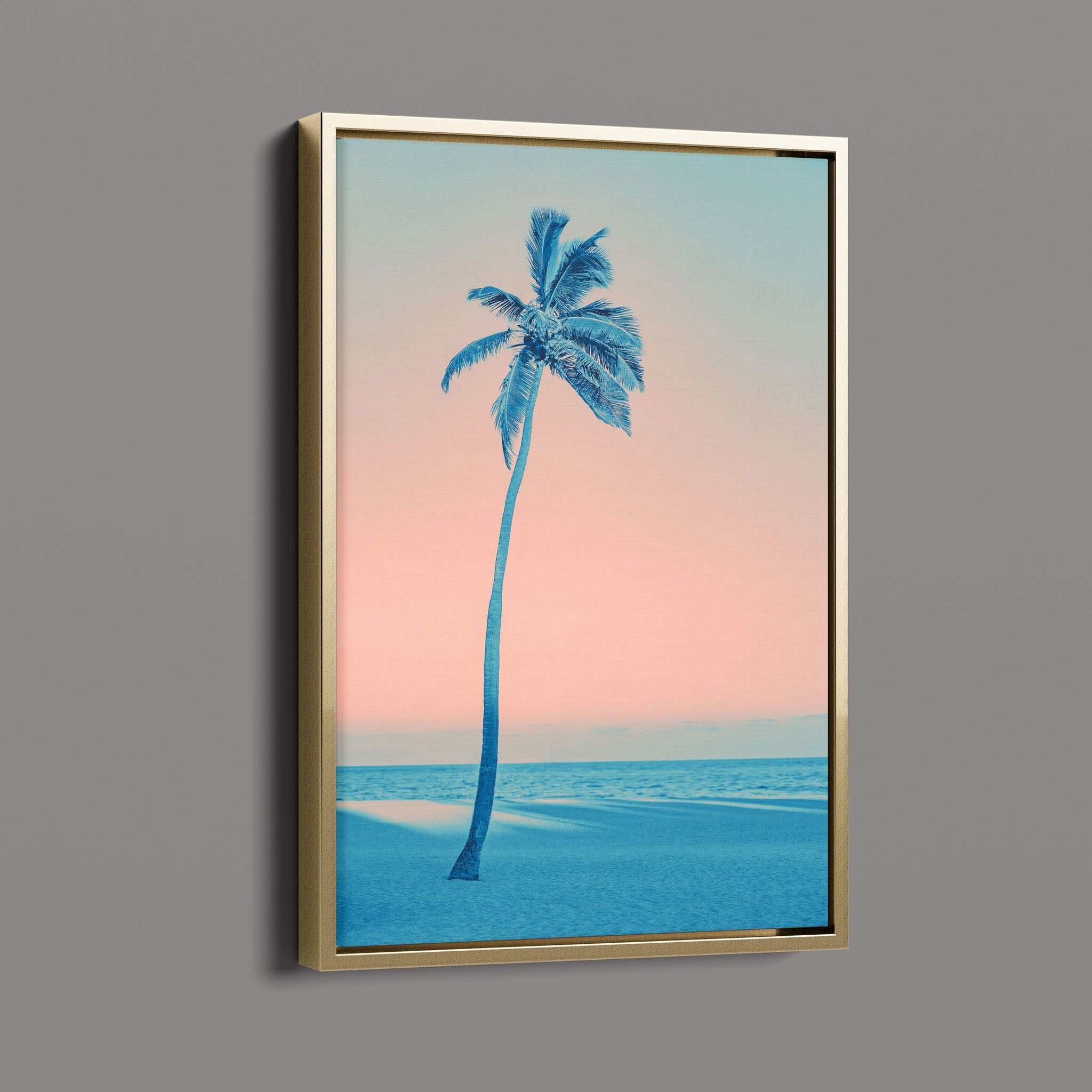 coral and blue palm based on palm tree