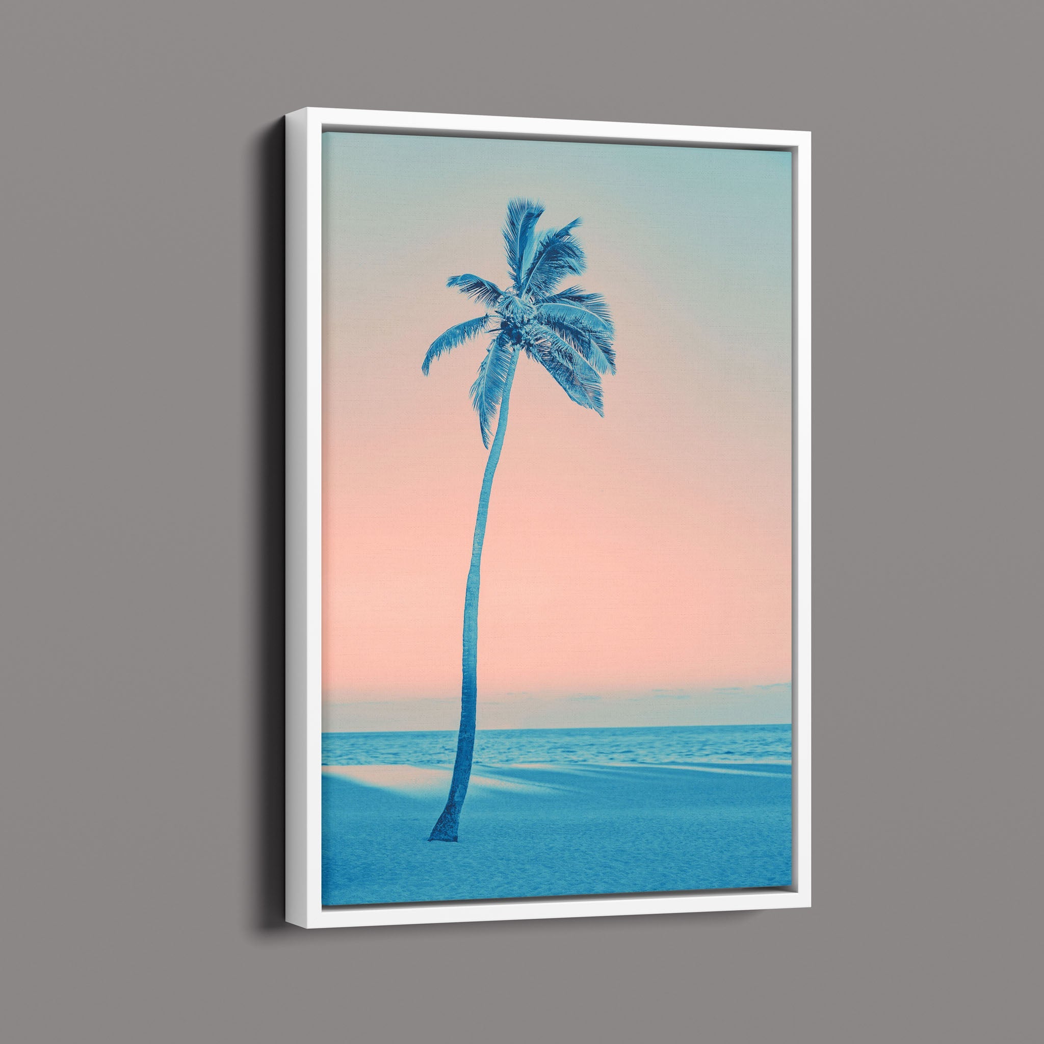 coral and blue palm based on palm tree