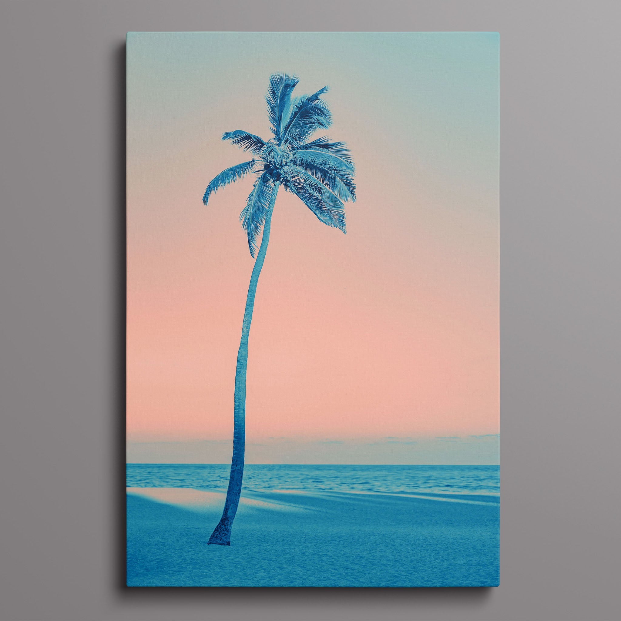 coral and blue palm based on palm tree