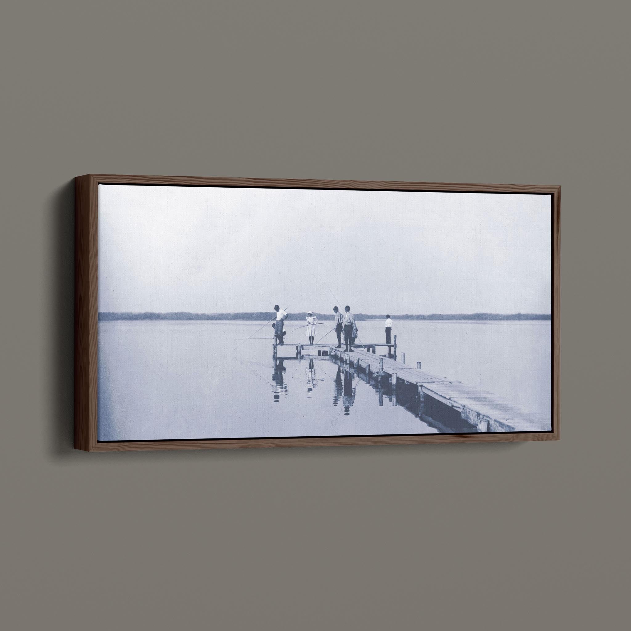 Vintage Children Fishing From a Dock
