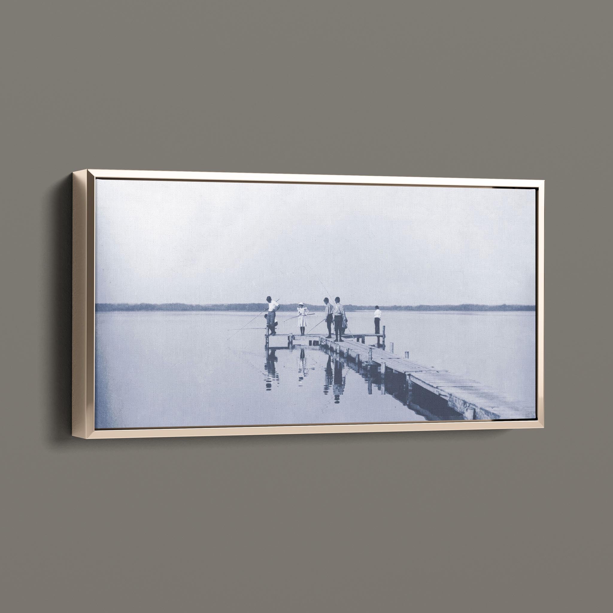 Vintage Children Fishing From a Dock