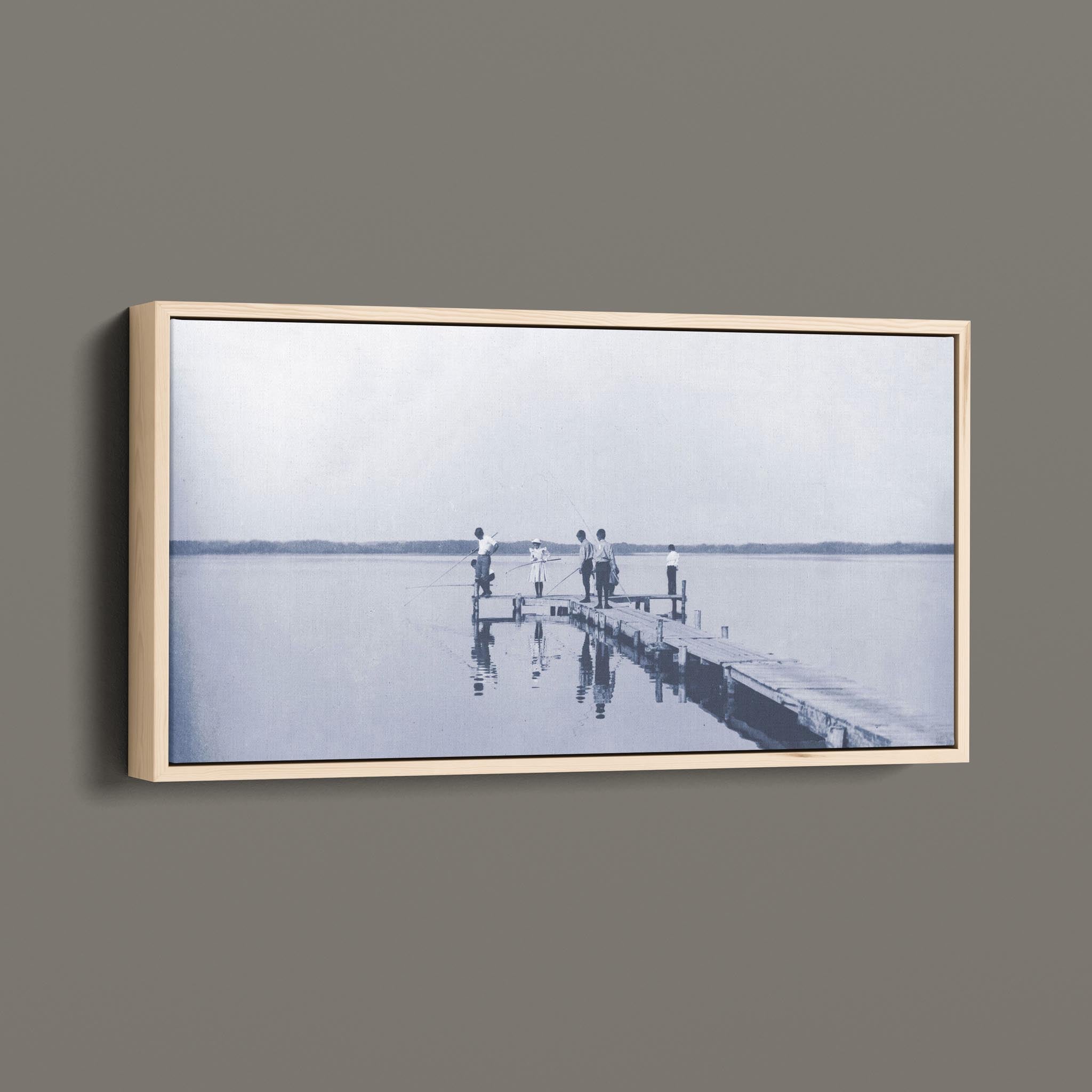 Vintage Children Fishing From a Dock