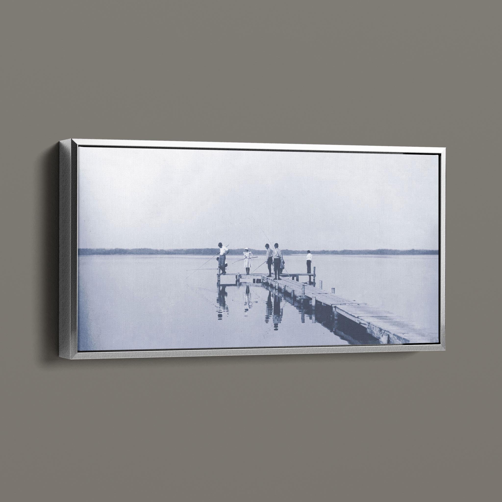 Vintage Children Fishing From a Dock