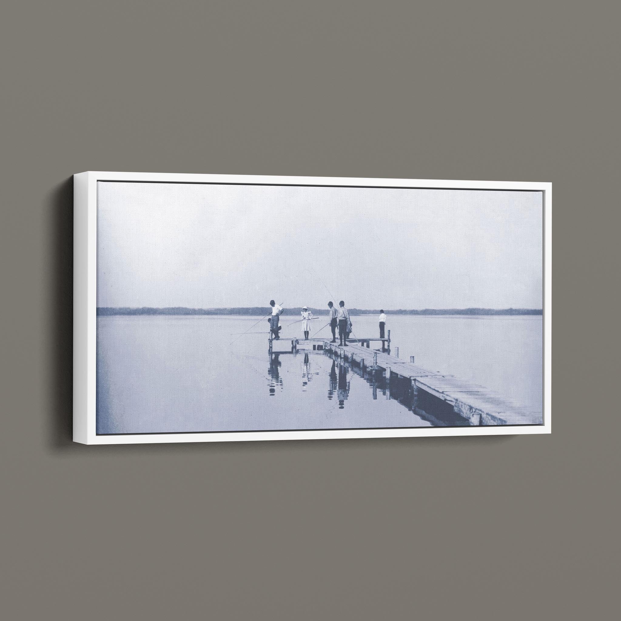 Vintage Children Fishing From a Dock